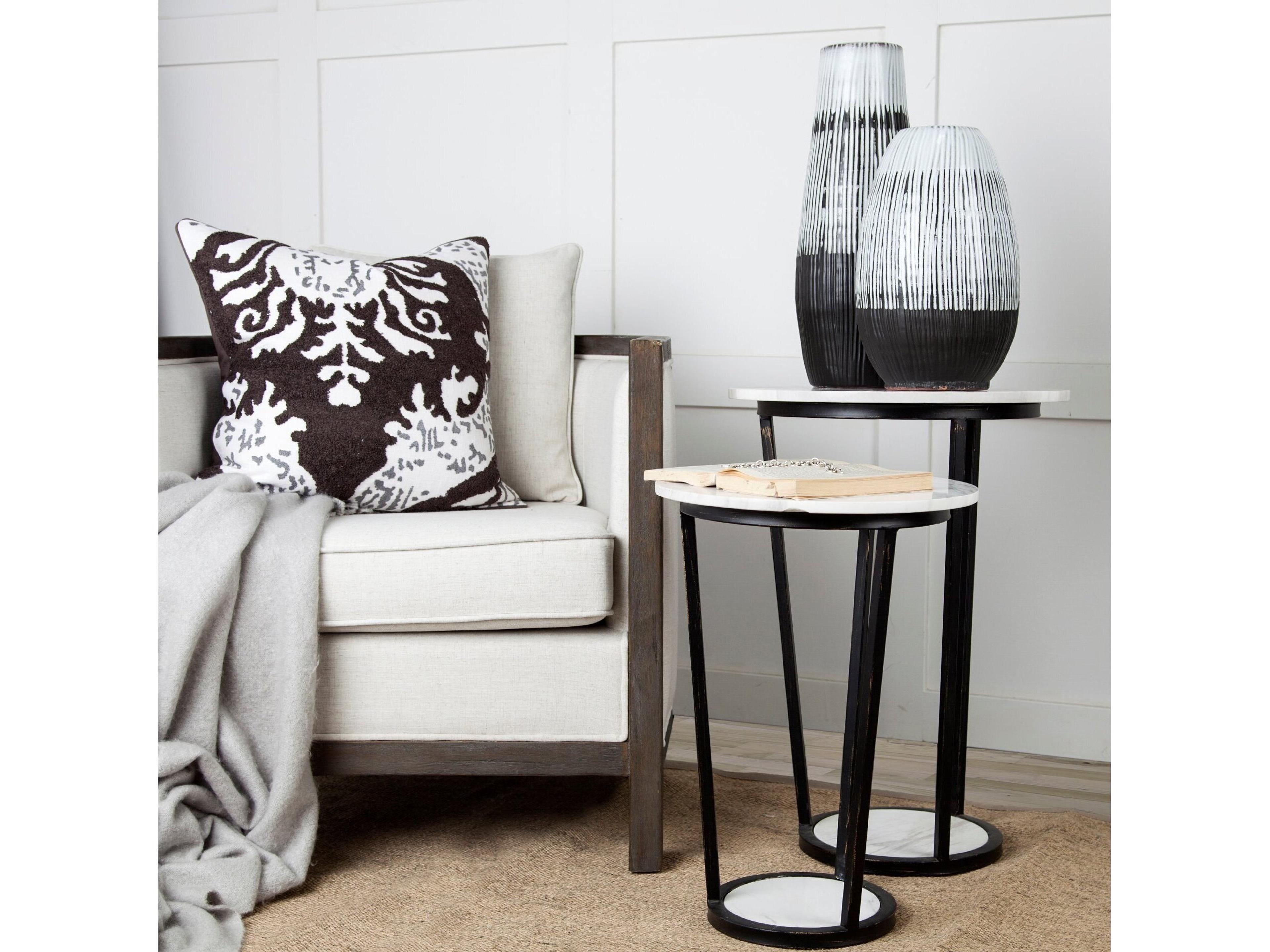 Mercana Tanami II Short Dark Brown/White Glazed Ceramic Vase