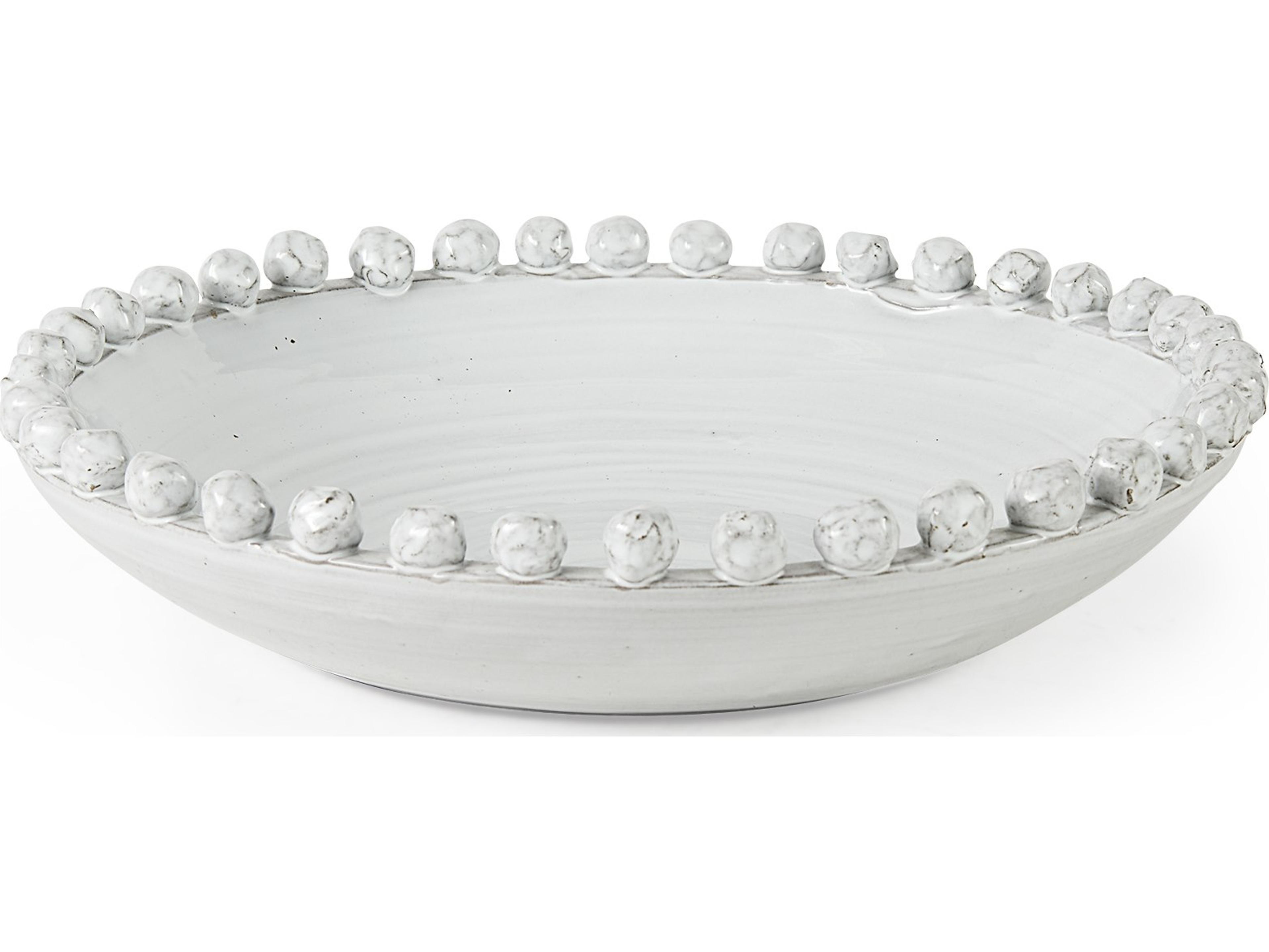 Basin 16" Round Off-White Glazed Decorative Bowl