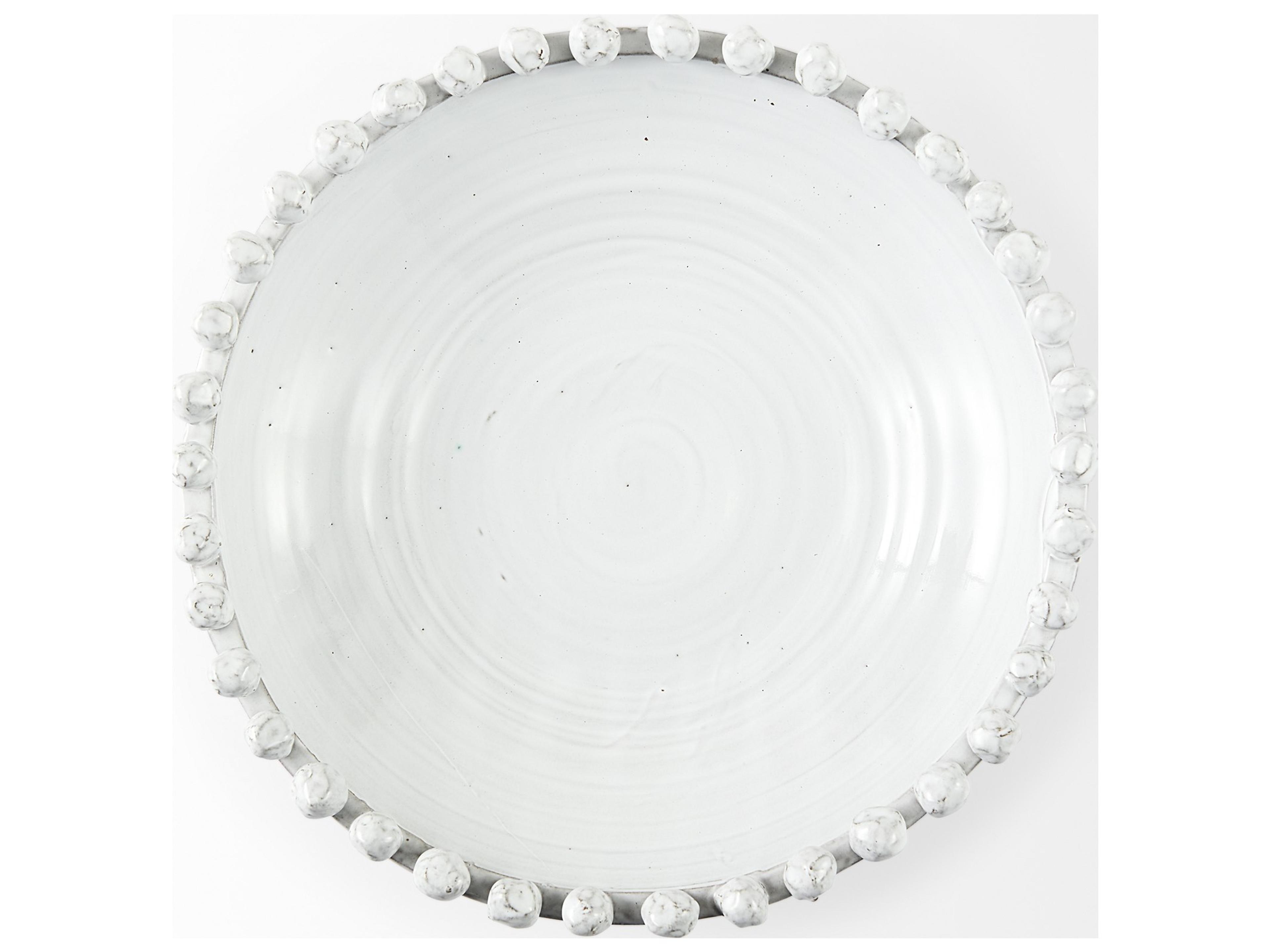 Mercana Basin 16" Round Off-White Glazed Decorative Bowl