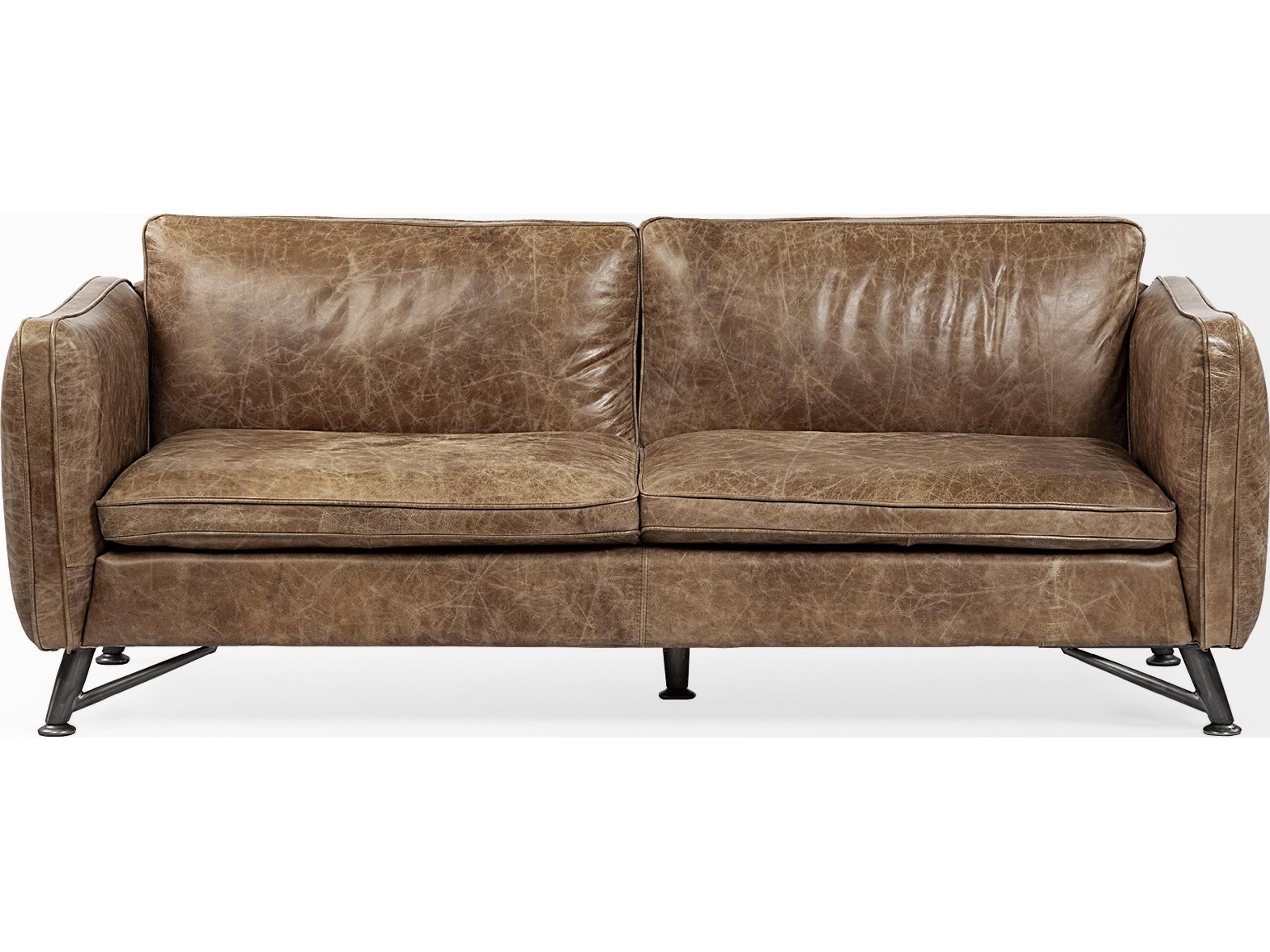 Mercana Cobain I 84" Brown Leather Two Seater Sofa