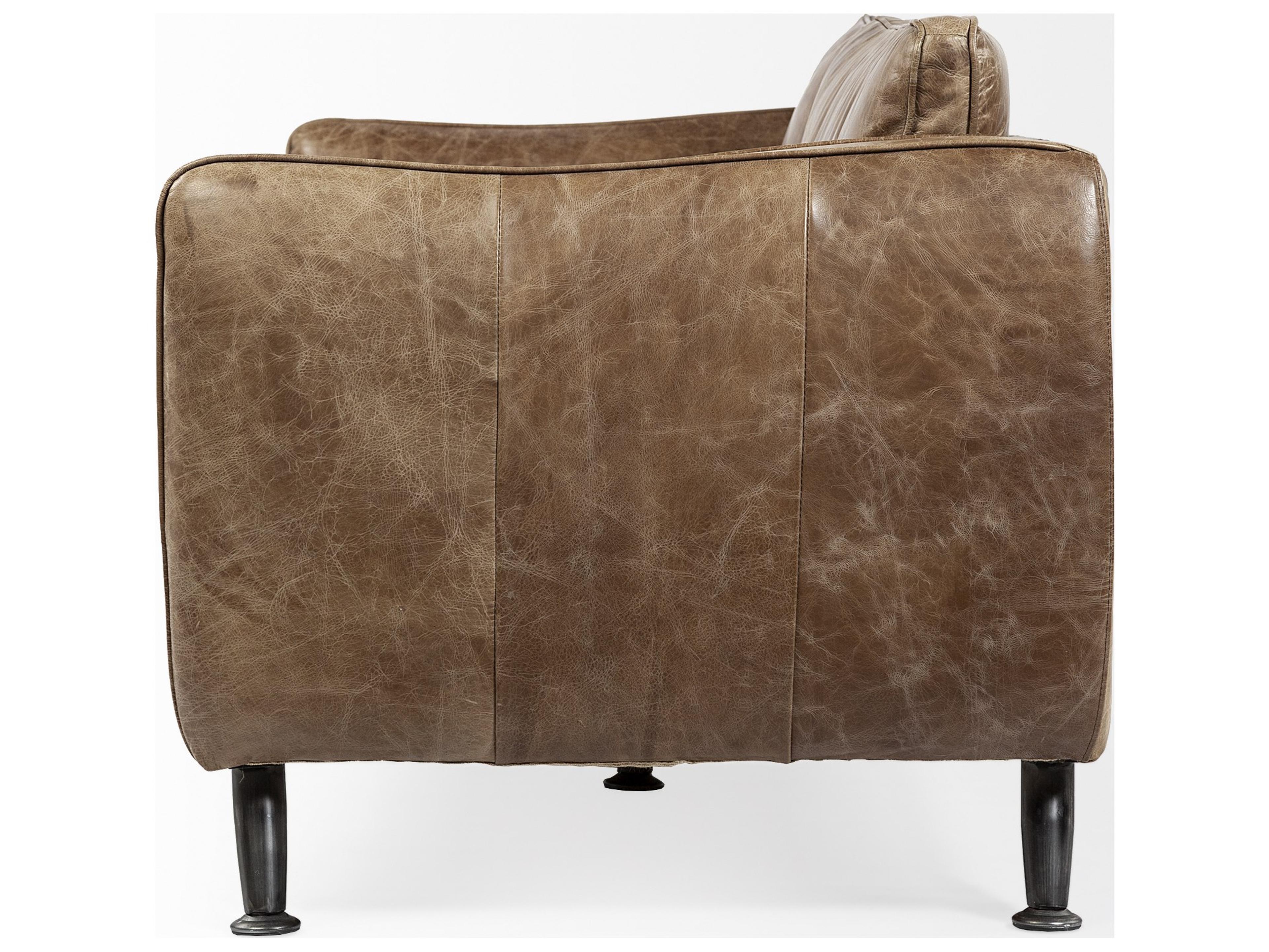 Mercana Cobain I 84" Brown Leather Two Seater Sofa