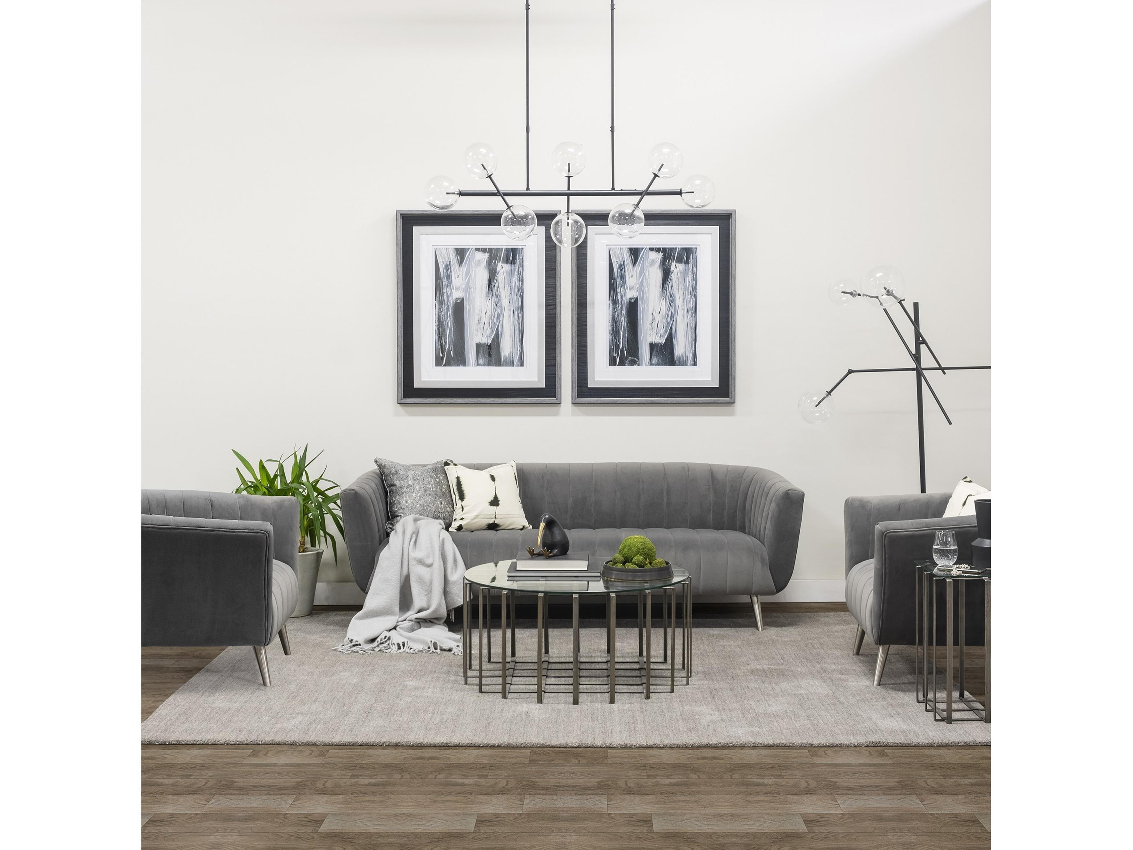 Mercana Connor II 84" Black Metal Glass Globe Three Light Floor Lamp