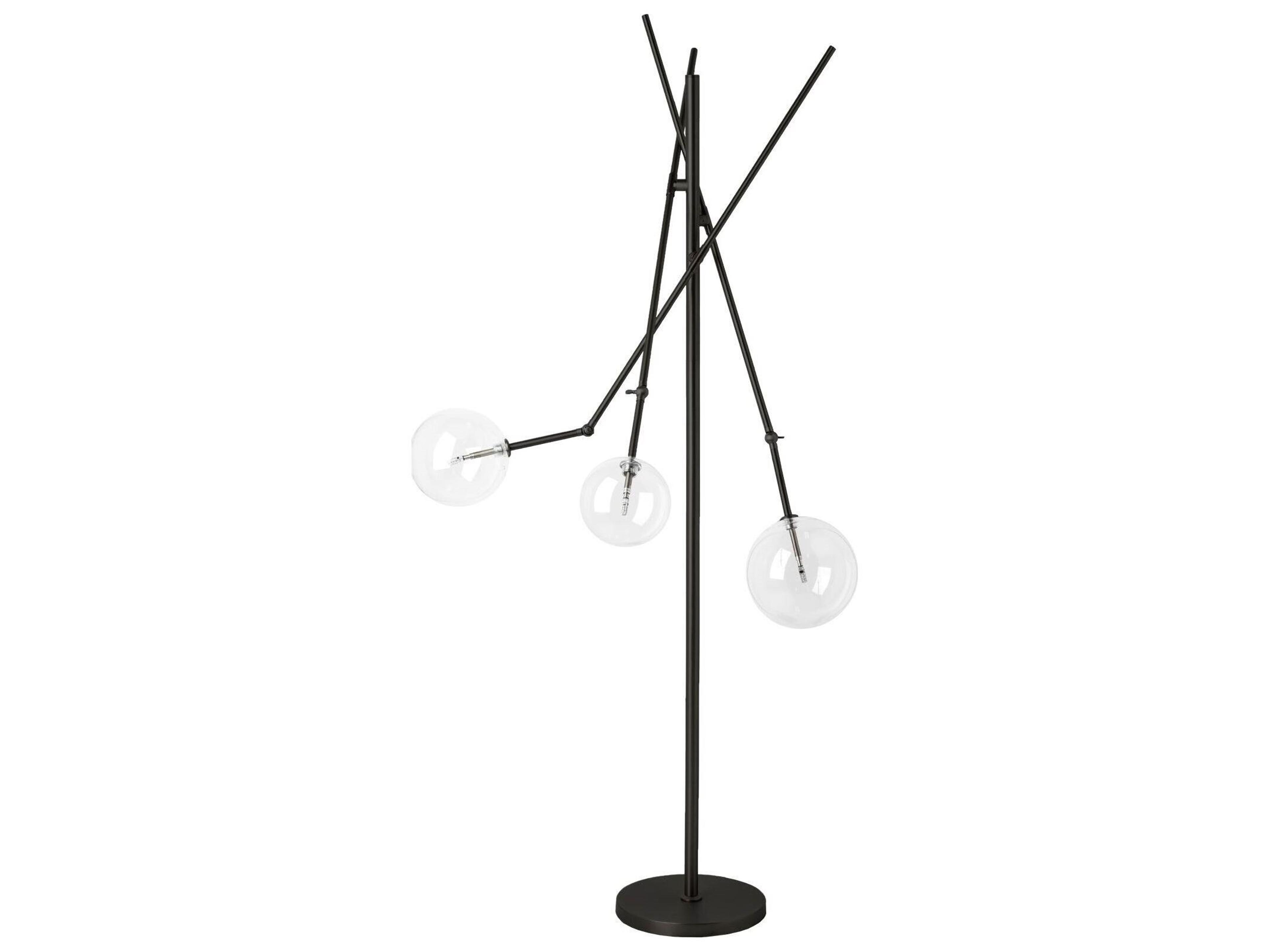 Mercana Connor II 84" Black Metal Glass Globe Three Light Floor Lamp