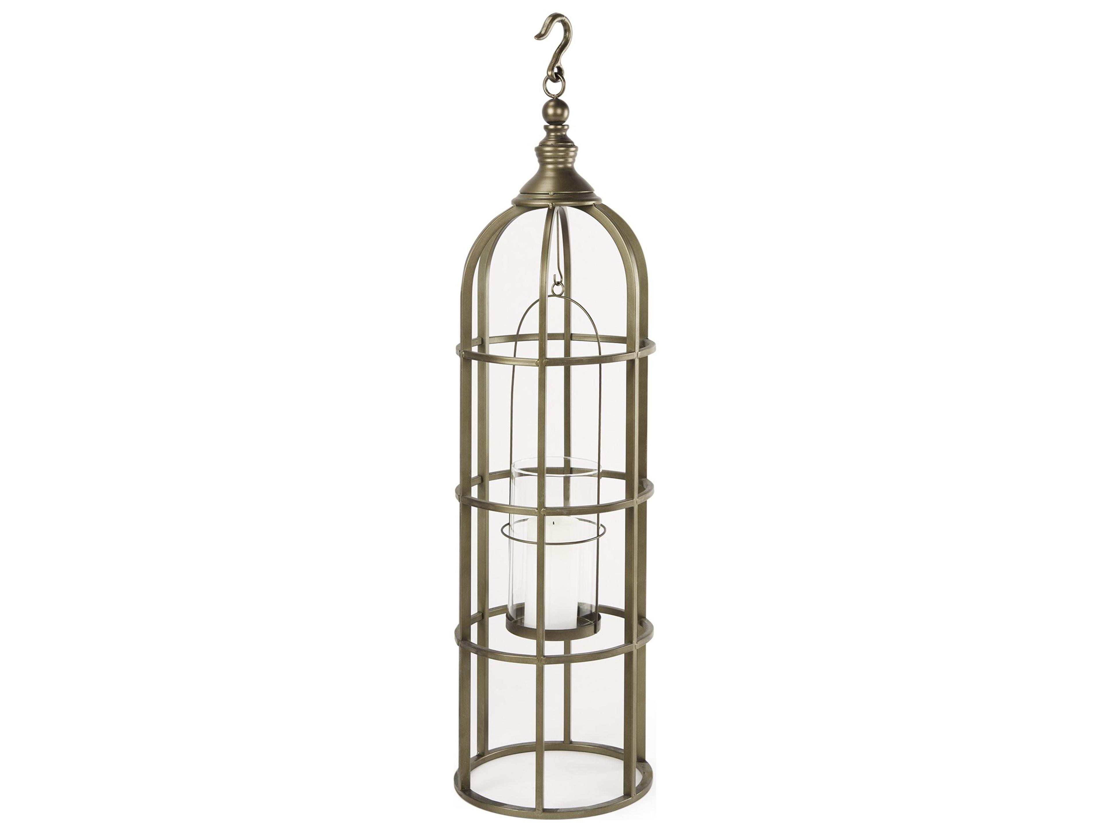 Gerson I Large Cage-Style Gold Metal Candle Holder Lantern