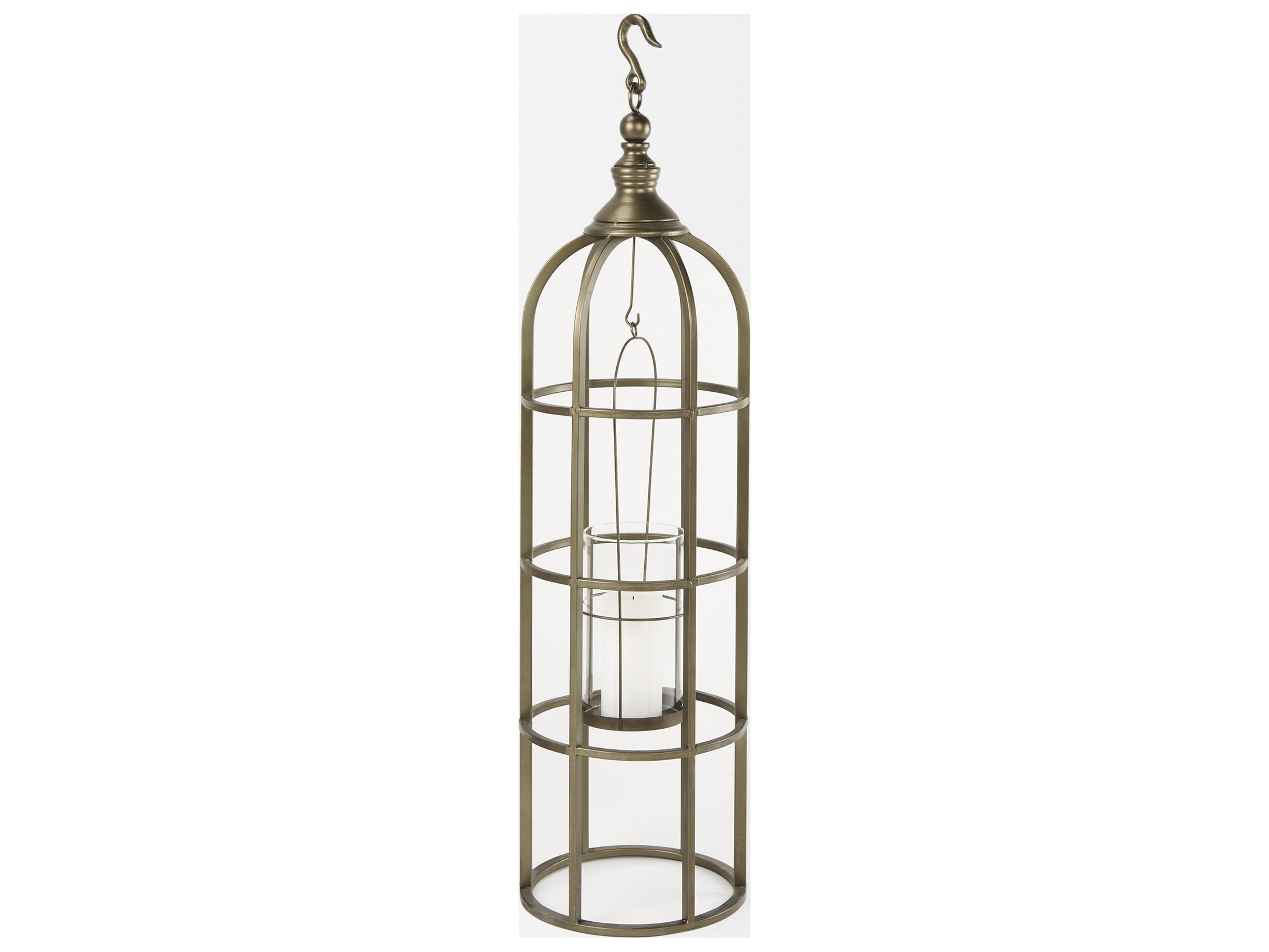 Mercana Gerson I Large Cage-Style Gold Metal Candle Holder Lantern