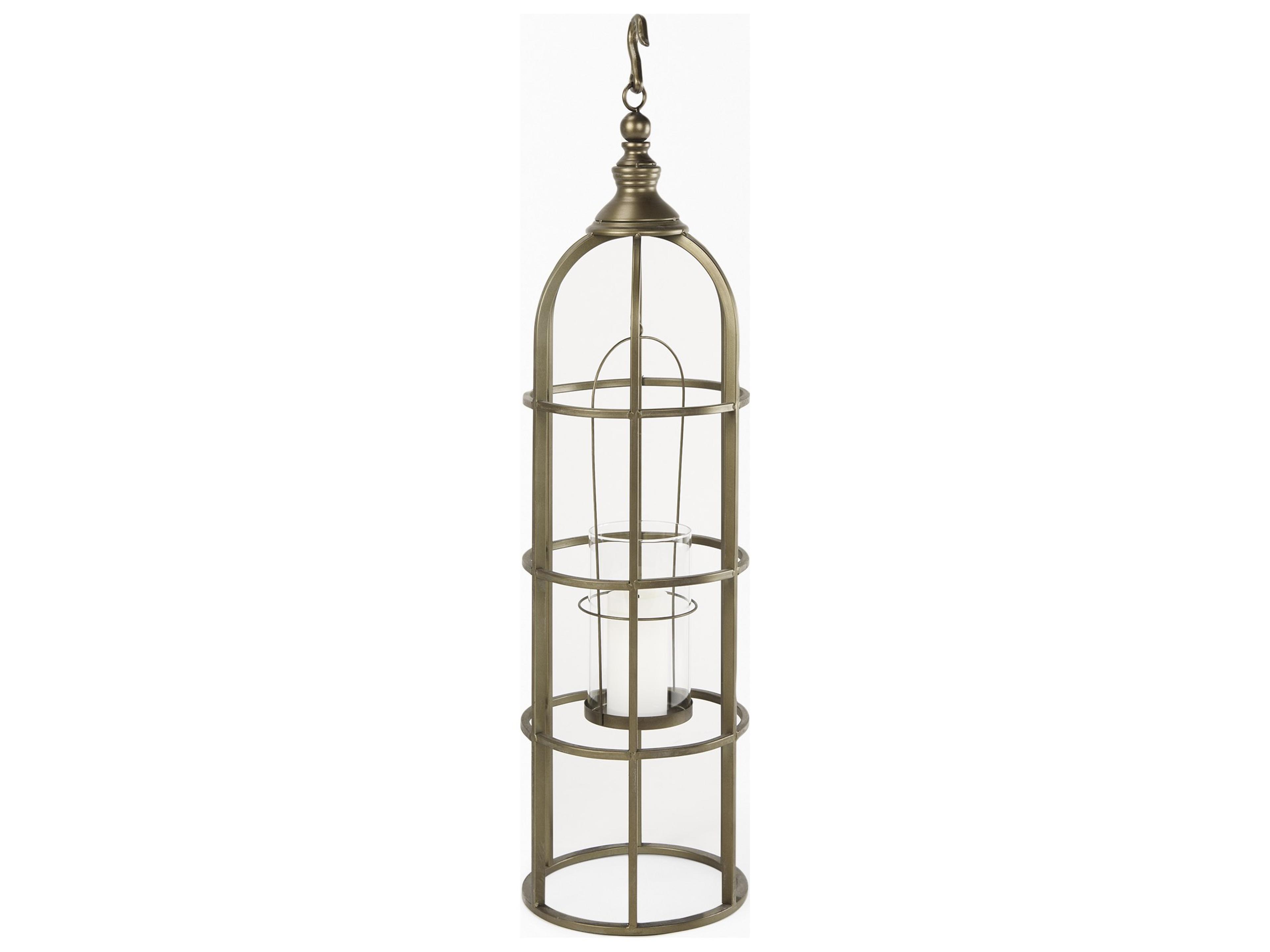 Mercana Gerson I Large Cage-Style Gold Metal Candle Holder Lantern
