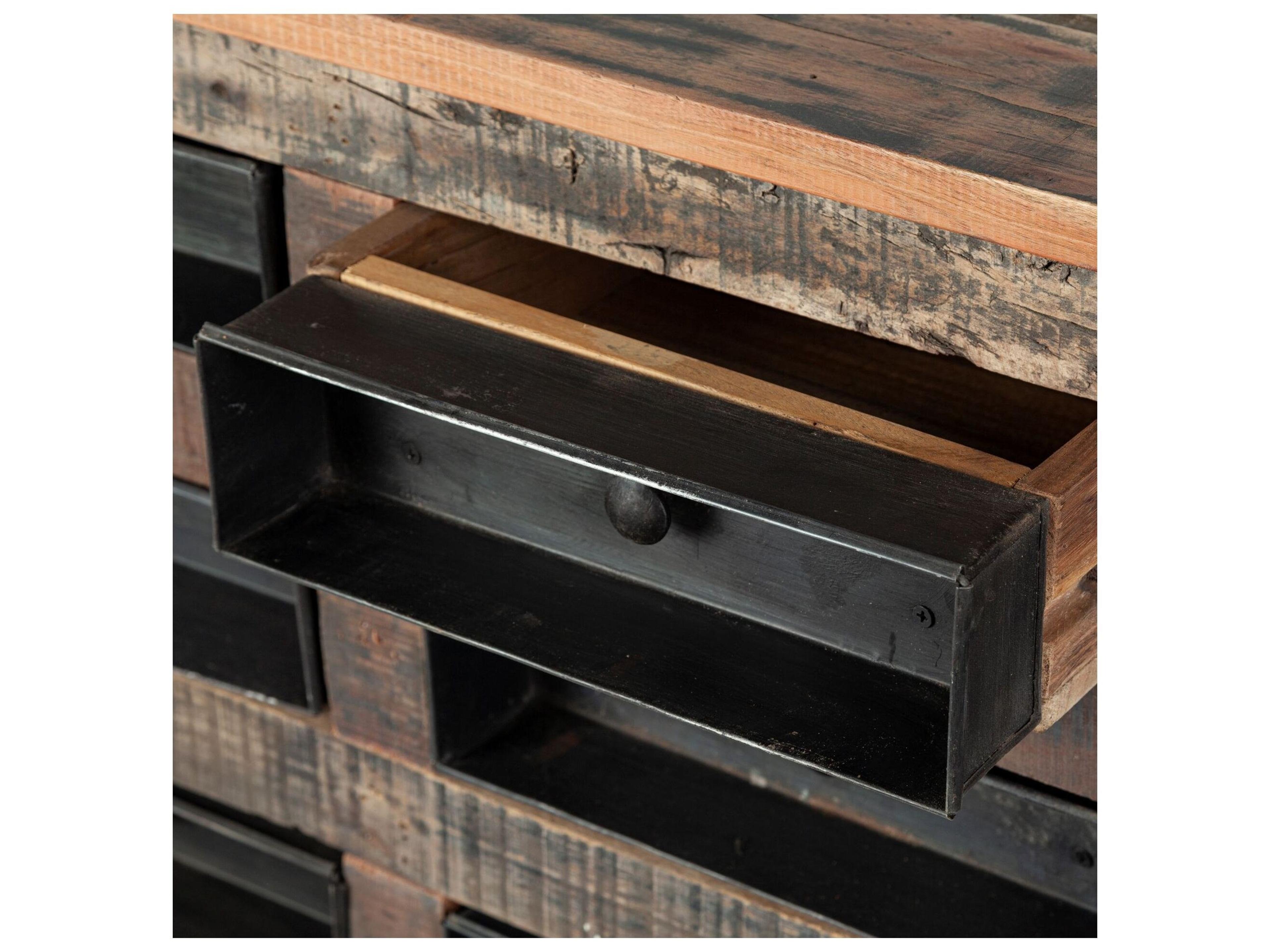 Mercana Wilton I 63x16 Reclaimed Wood and Metal 16 Drawer Sideboard