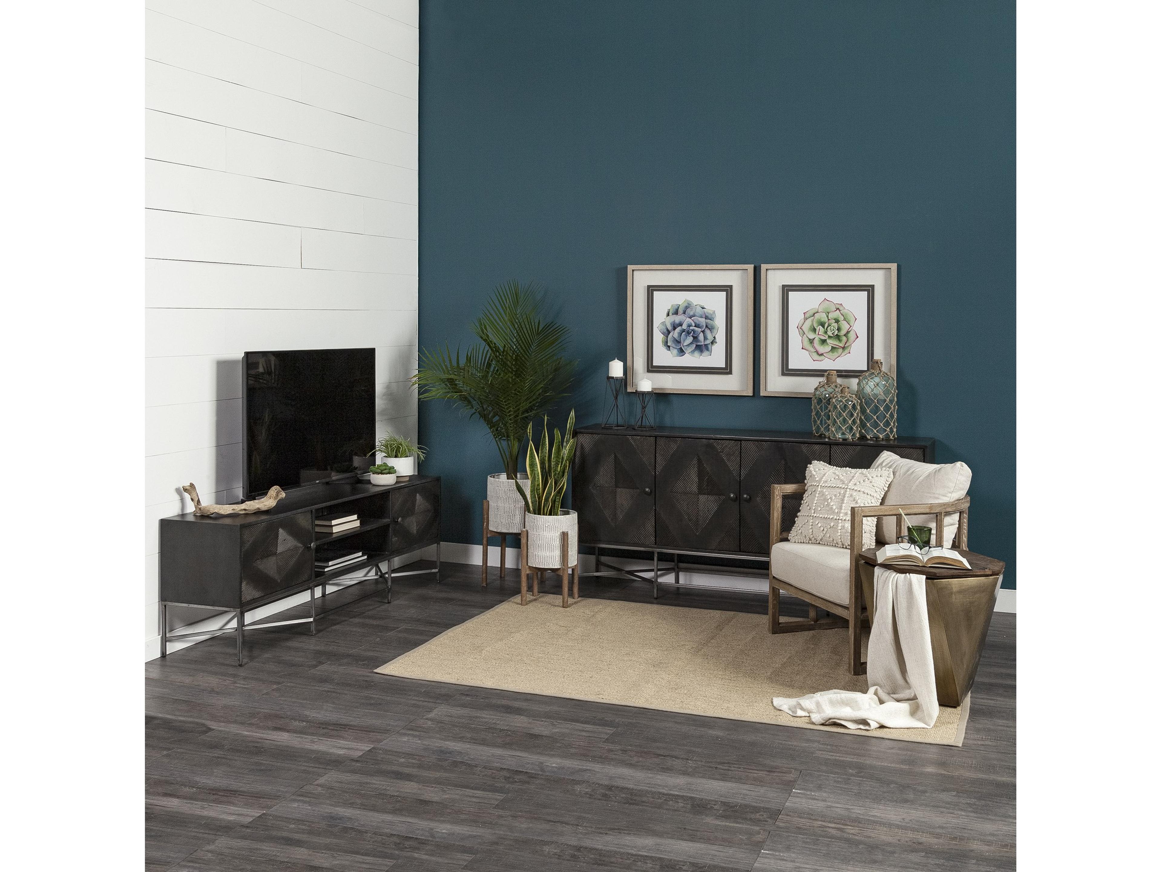 Mercana Hogarth I Dark Brown Solid Wood TV Stand Media Console with Storage, TV up to 81"