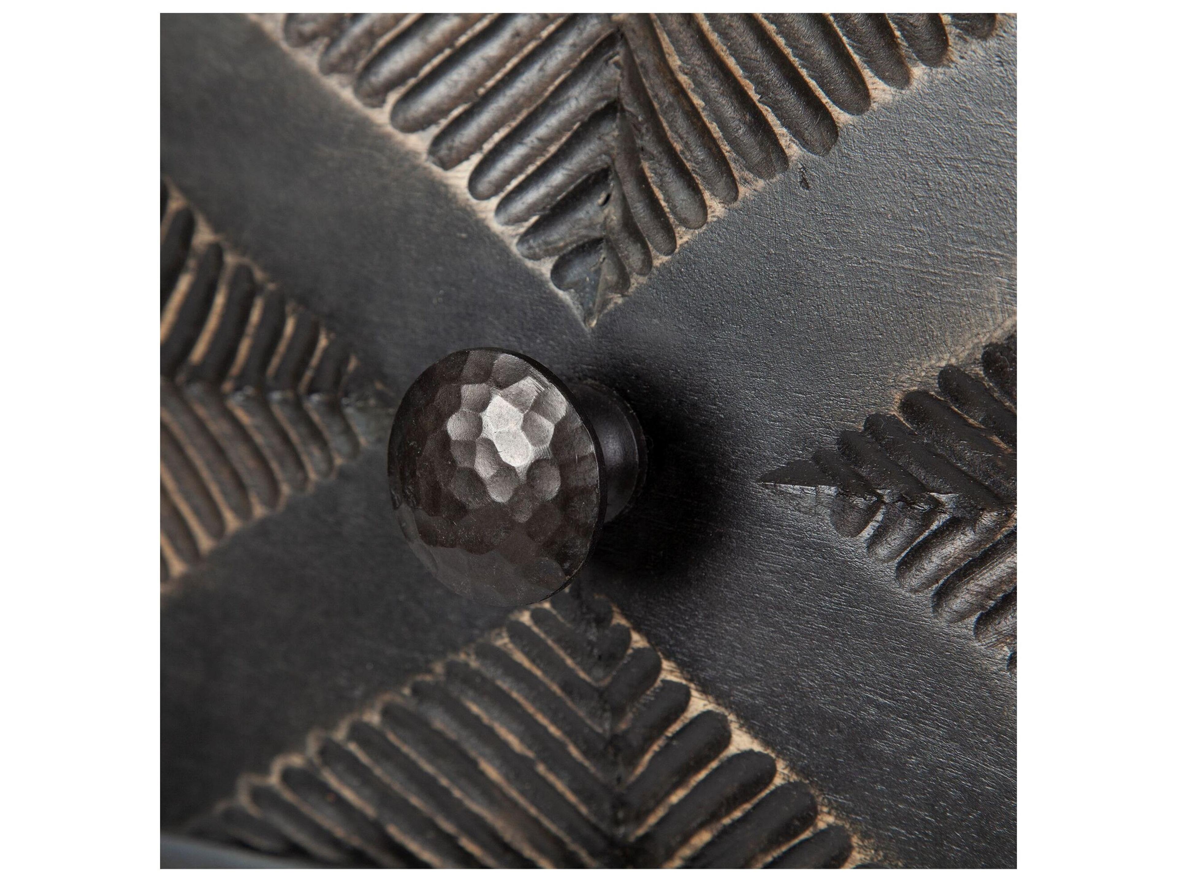 Mercana Hogarth 48x24 Rectangular Brown Solid Wood Top Iron Metal Base w/6 Drawers Coffee Table