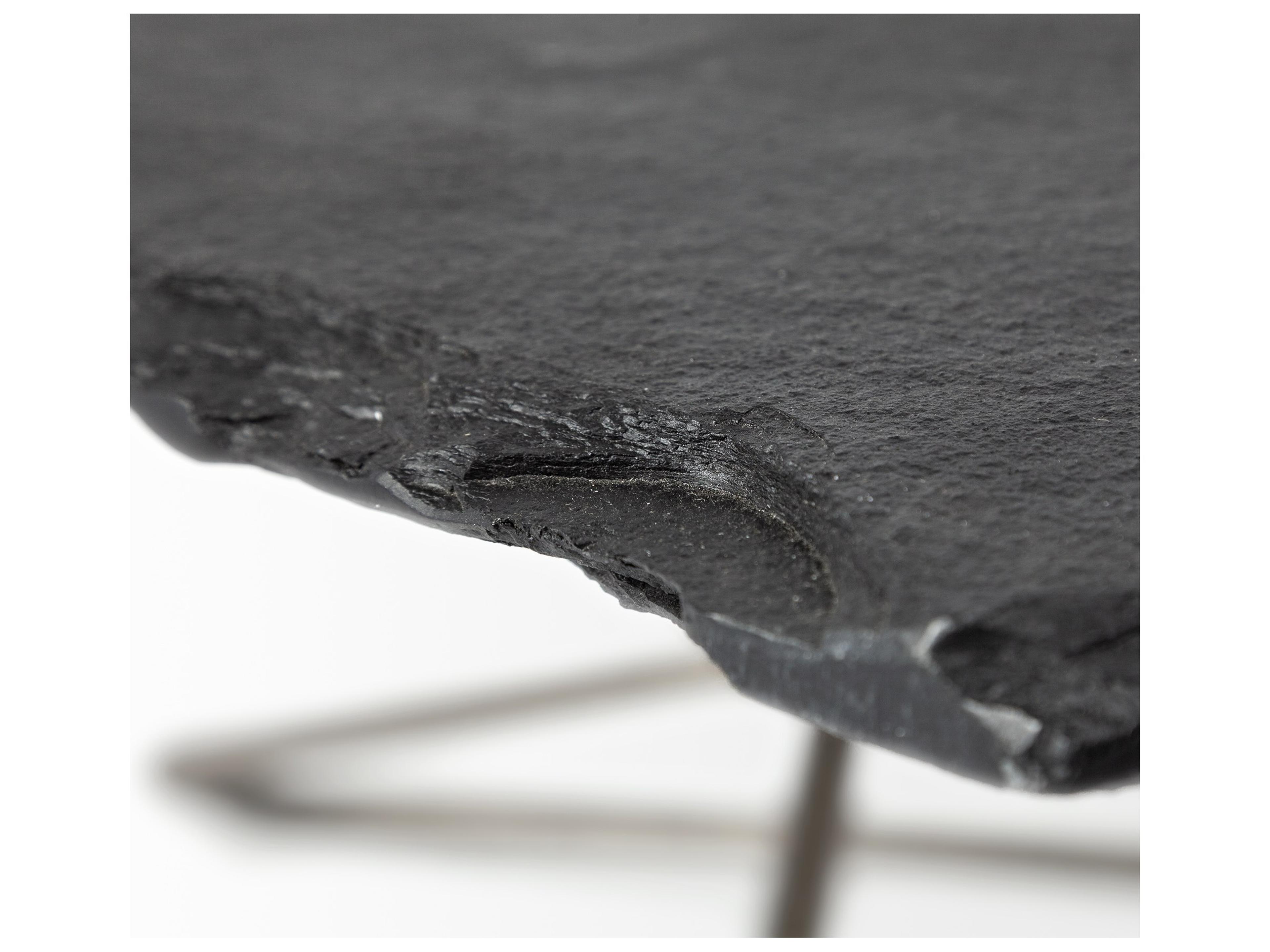 Mercana Pinera 37"x33" Black Slate With Iron Base Coffee Table
