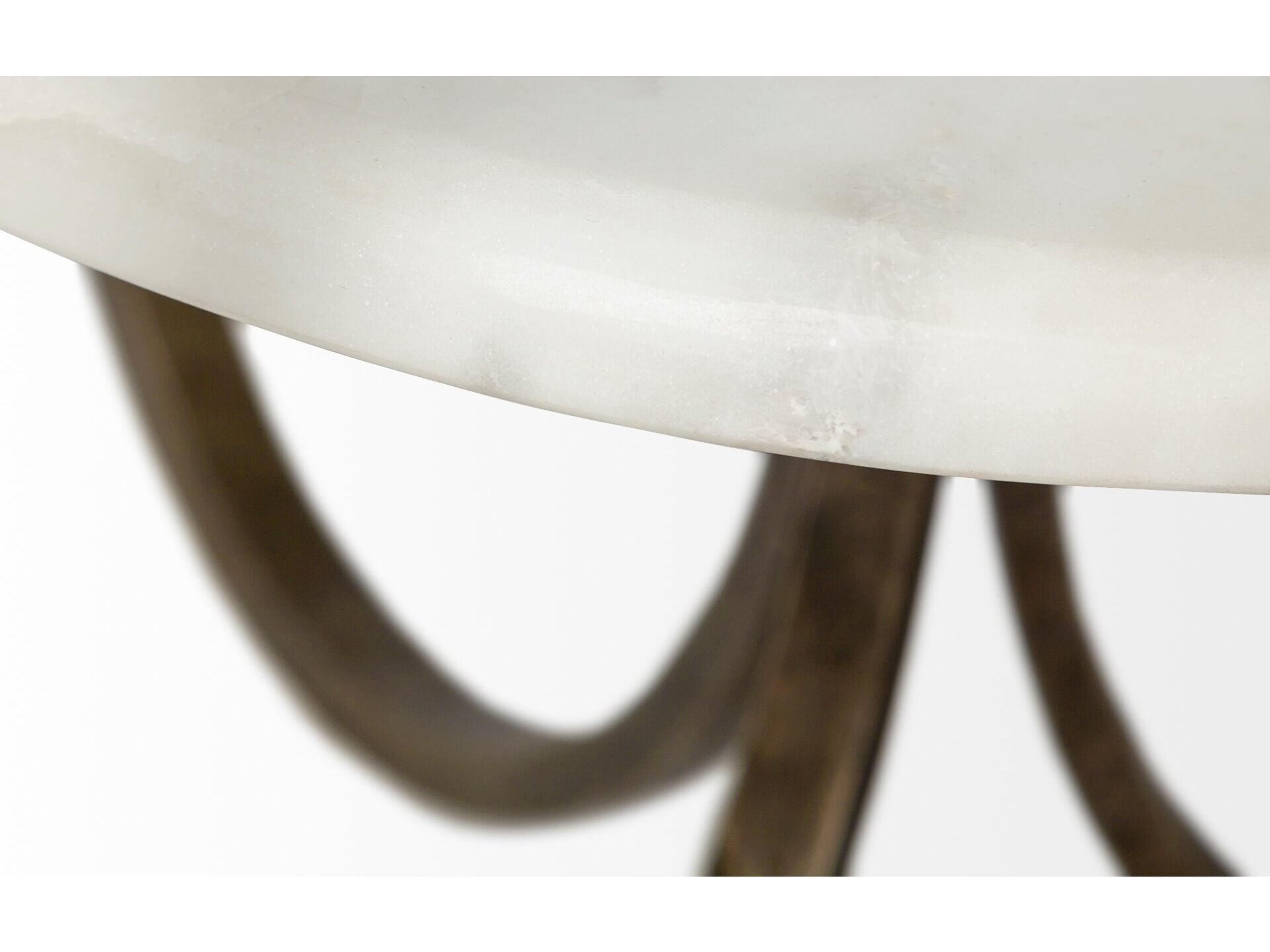 Mercana Reinhardt II 20" Round Glass Top Metal and Marble Detail End/Side Table