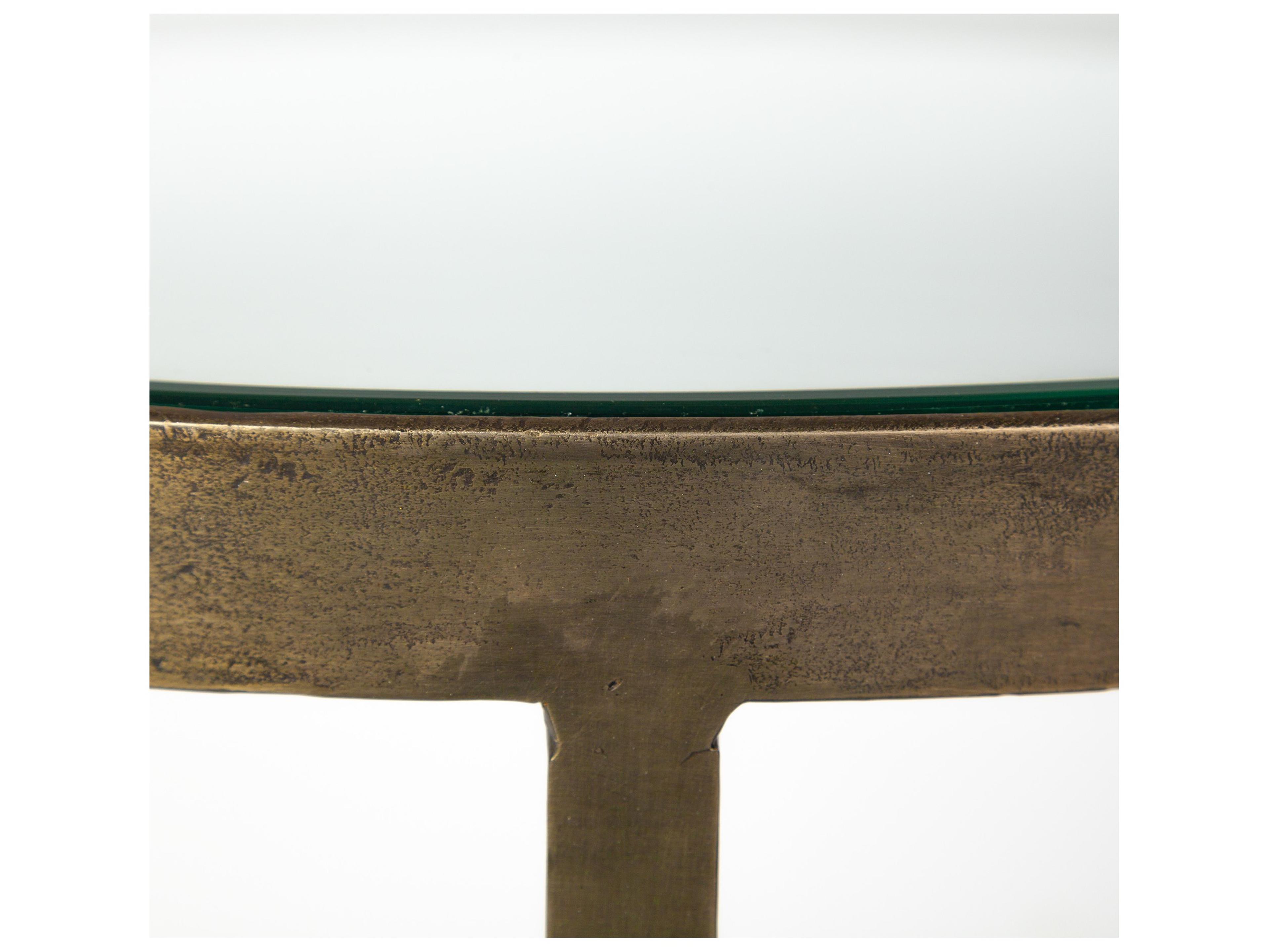 Mercana Reinhardt II 20" Round Glass Top Metal and Marble Detail End/Side Table