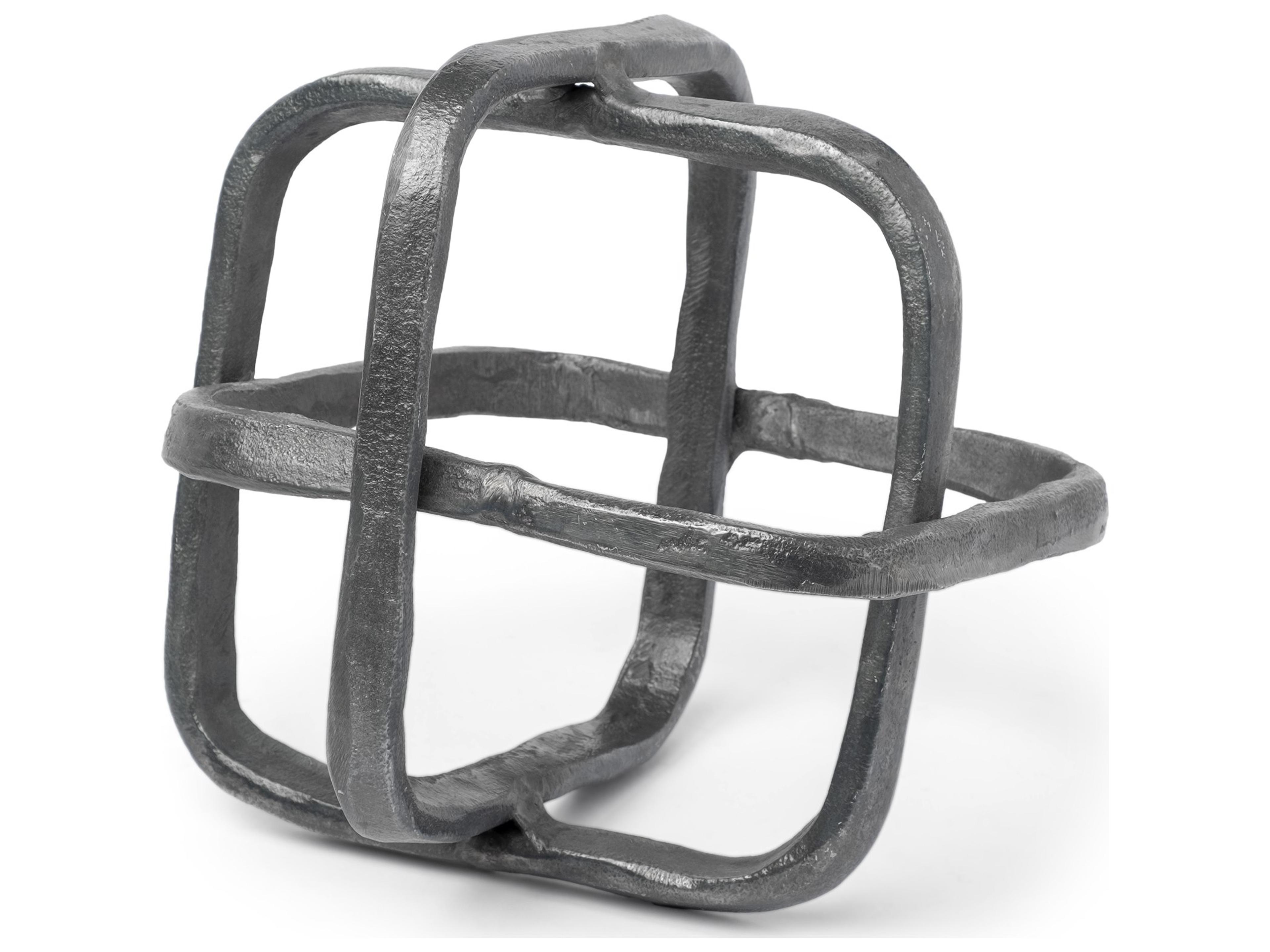 Willem II 9L x 9W Silver Metal Open Cube Decor Object