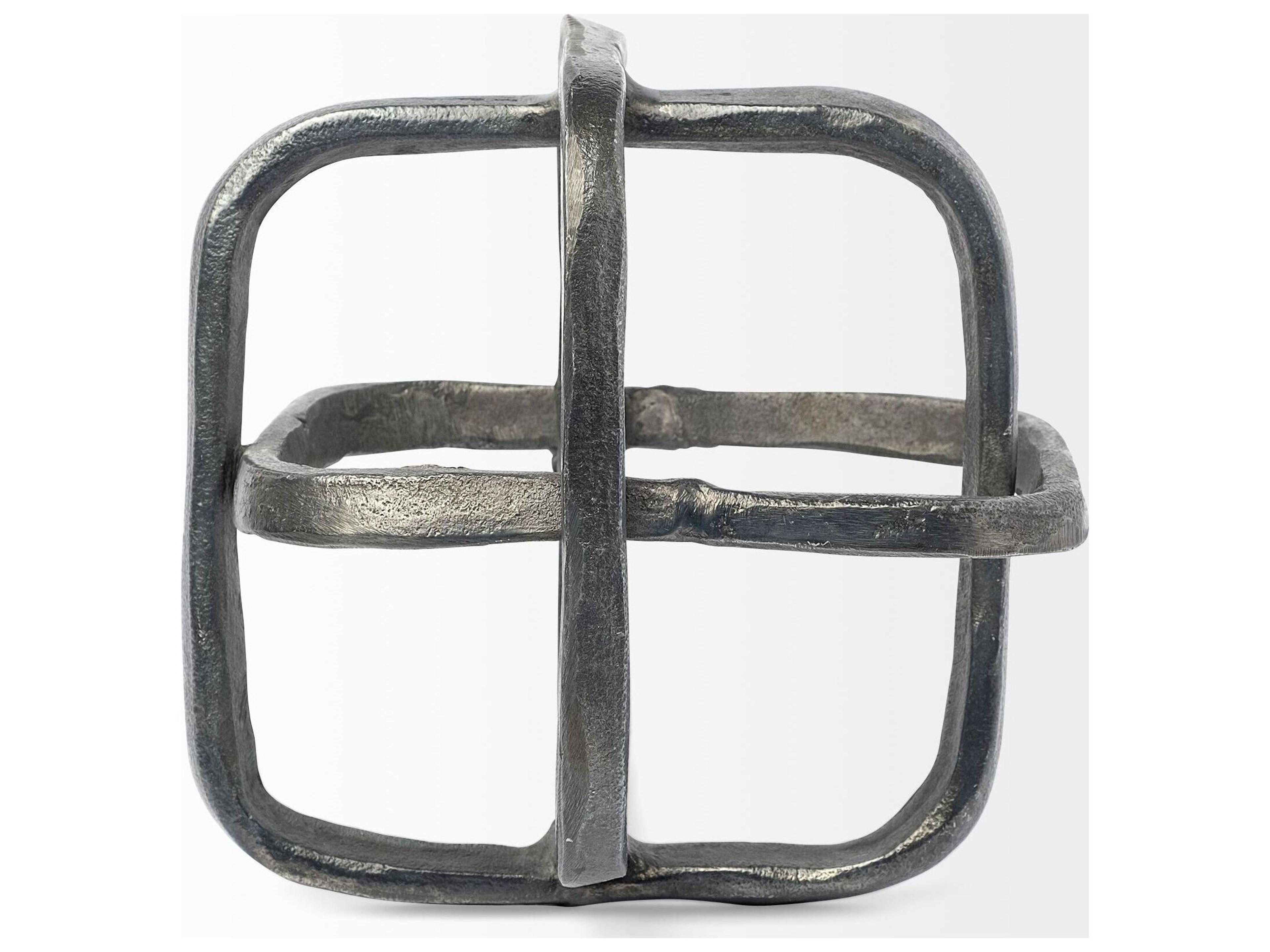 Mercana Willem II 9L x 9W Silver Metal Open Cube Decor Object