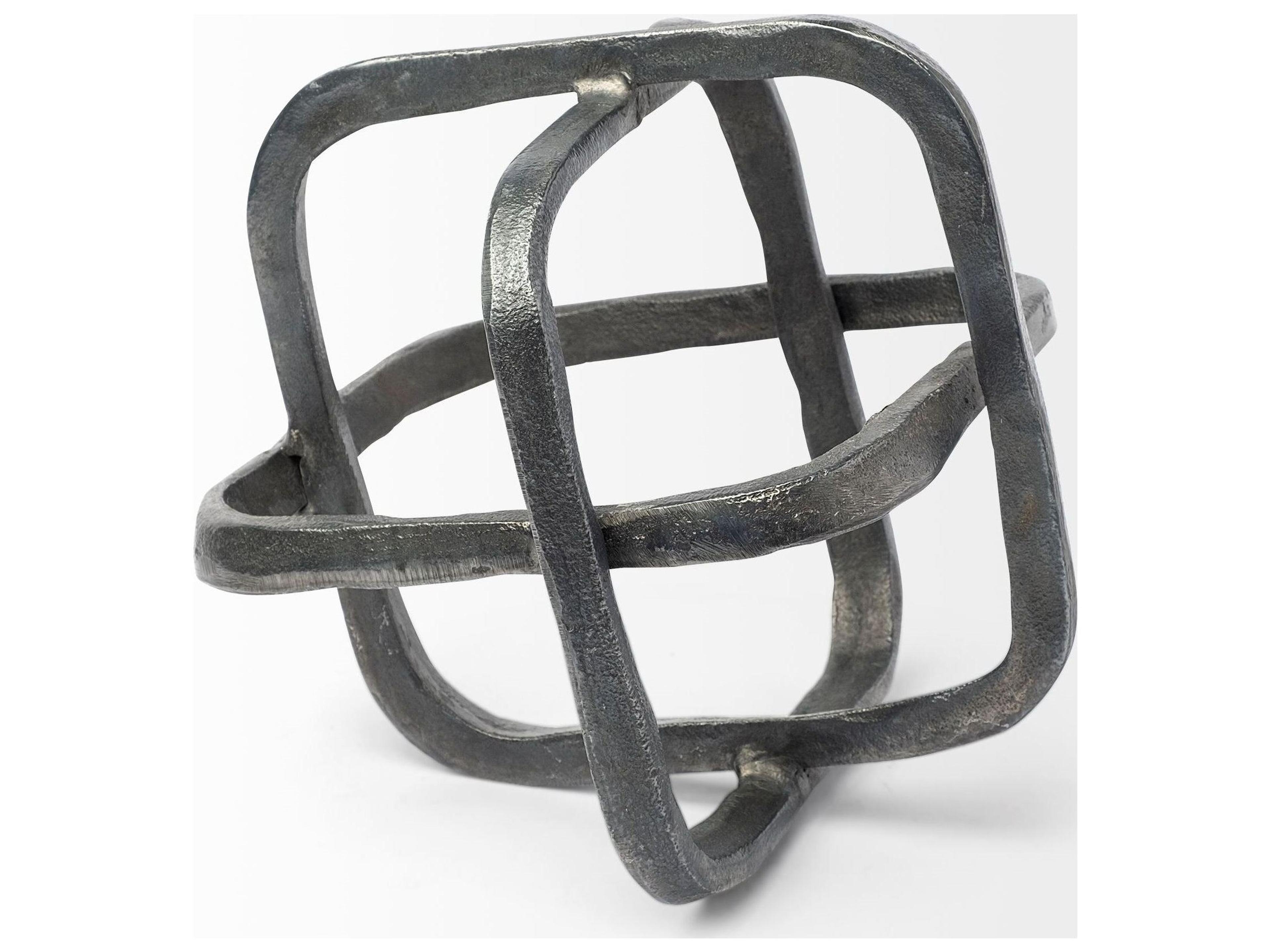 Mercana Willem II 9L x 9W Silver Metal Open Cube Decor Object