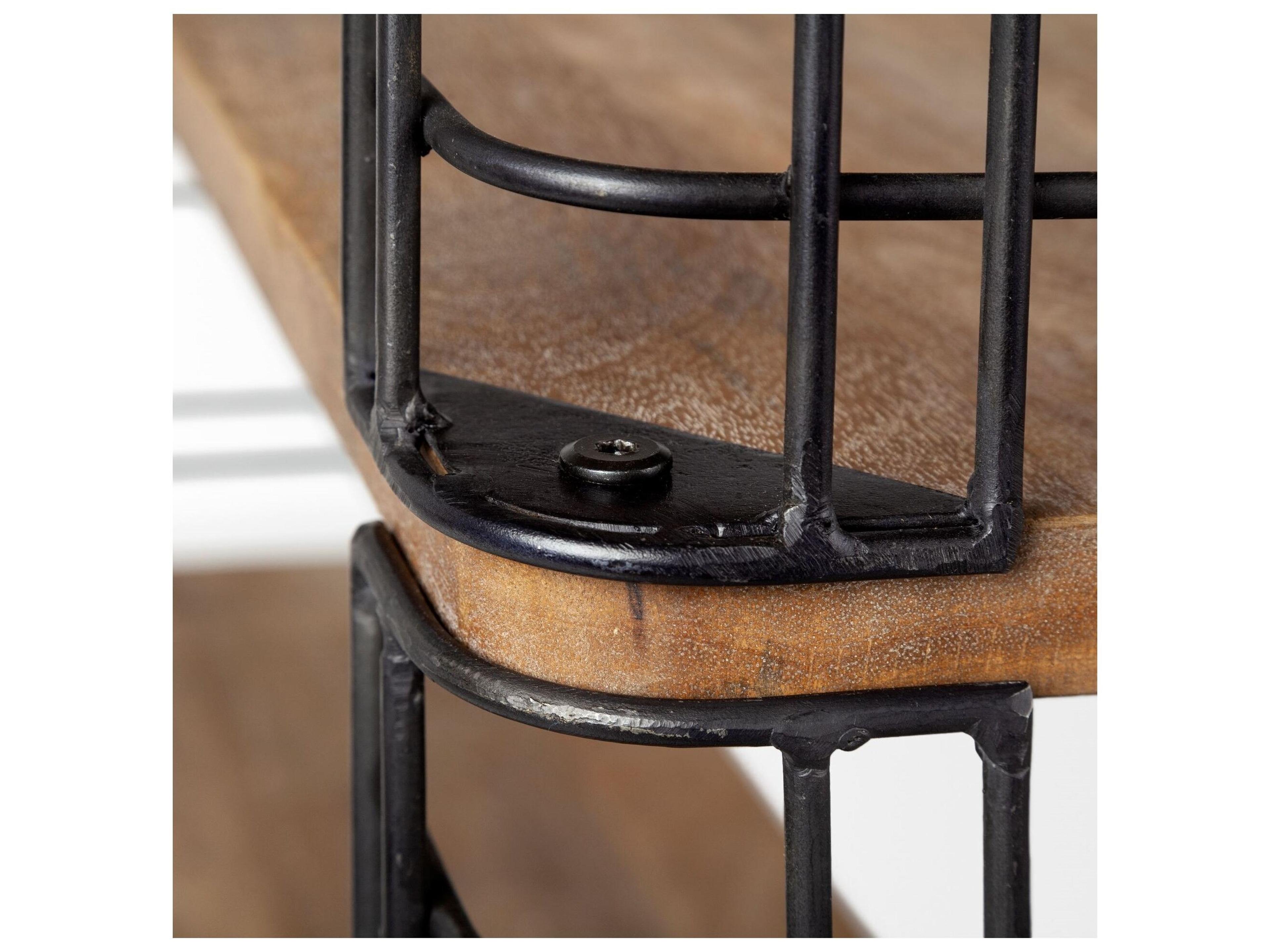 Mercana Bradie I 40L x 12W x 79H Brown Wood and Metal Frame Six Shelf Shelving Unit