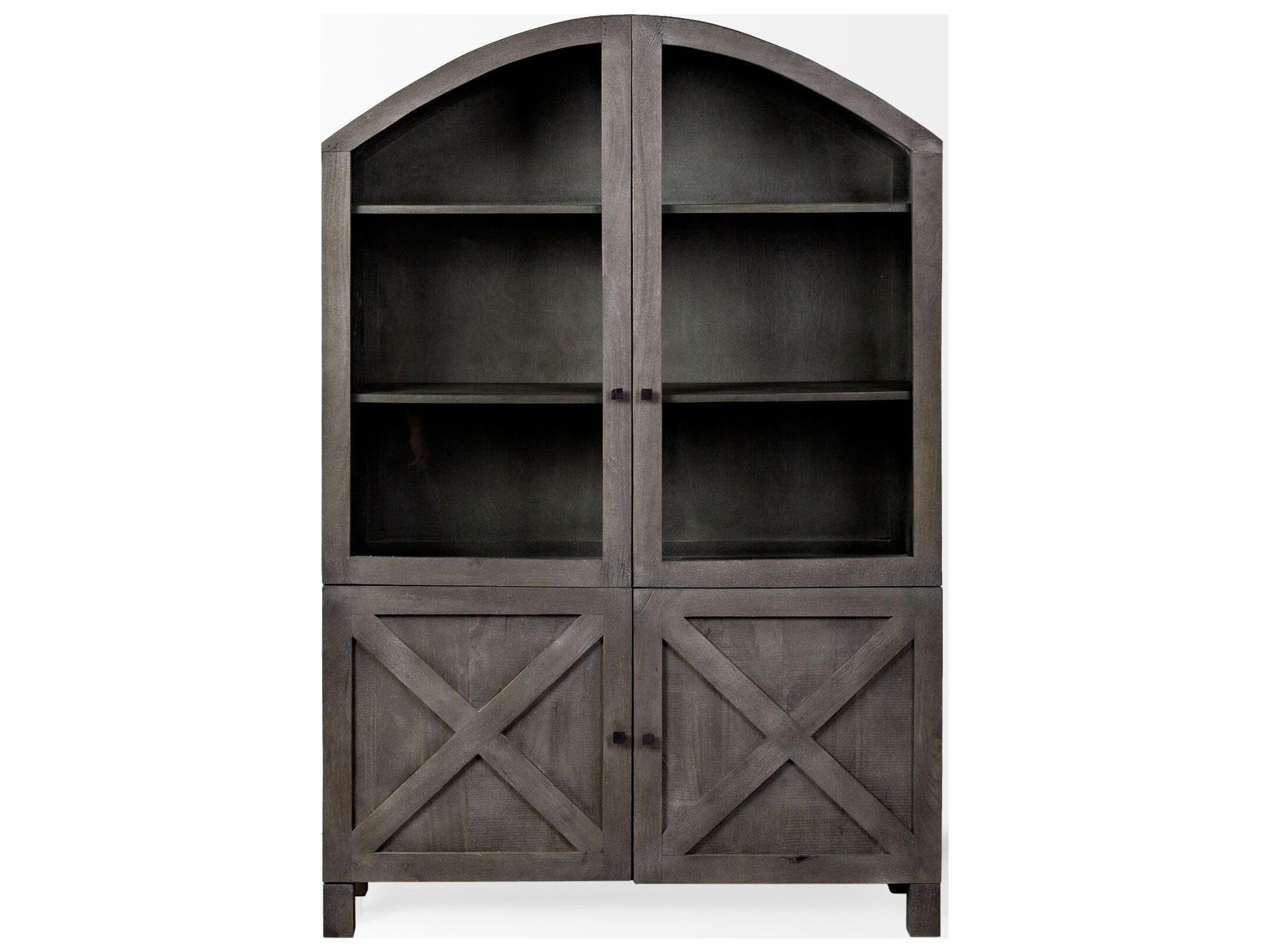 Mercana Barrett 48.5L X 17.25W X 73H Gray Solid Wood Display Cabinet