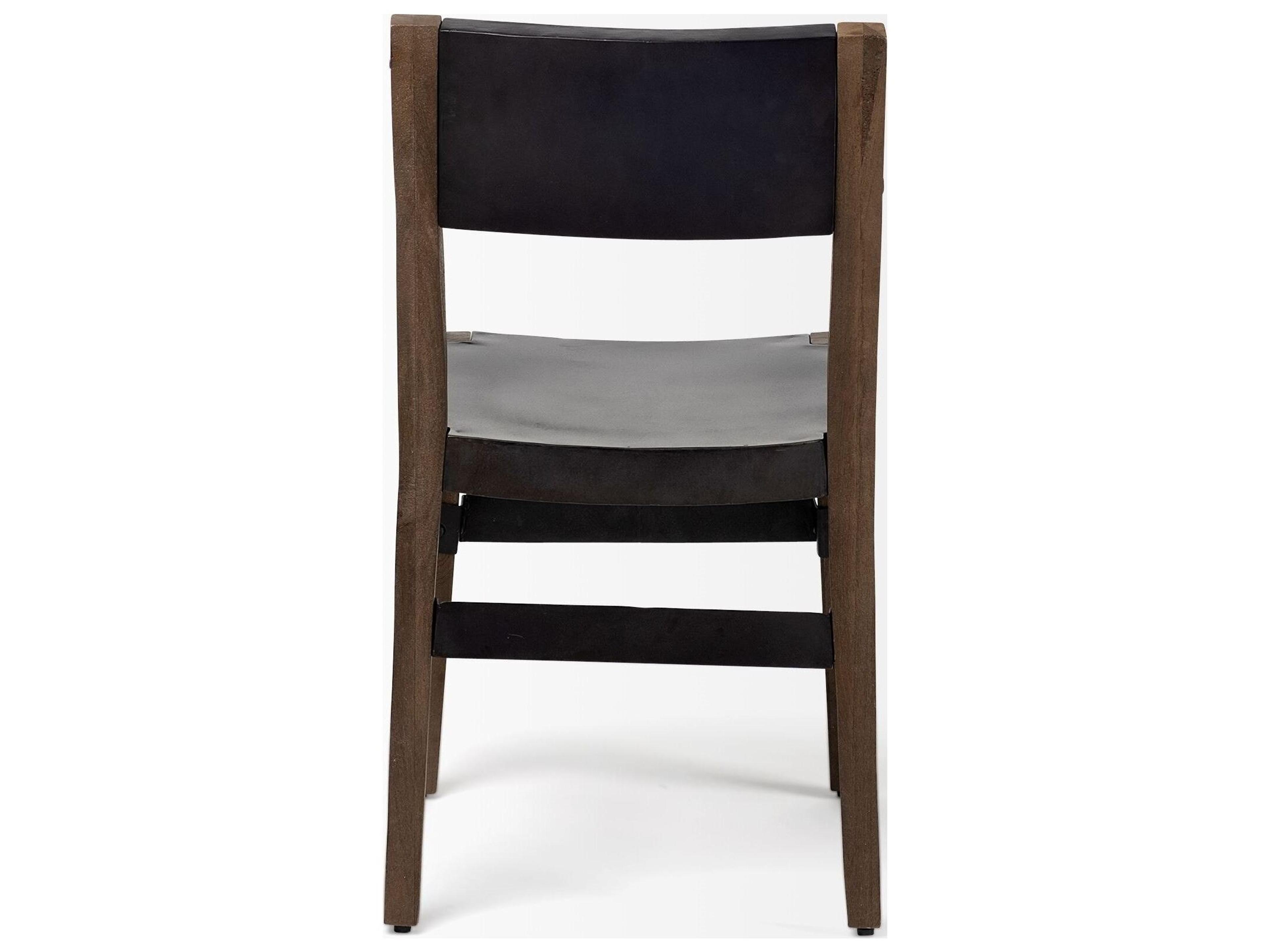 Mercana Nell I Black Iron Seat Solid Brown Wooden Base Dining Chair