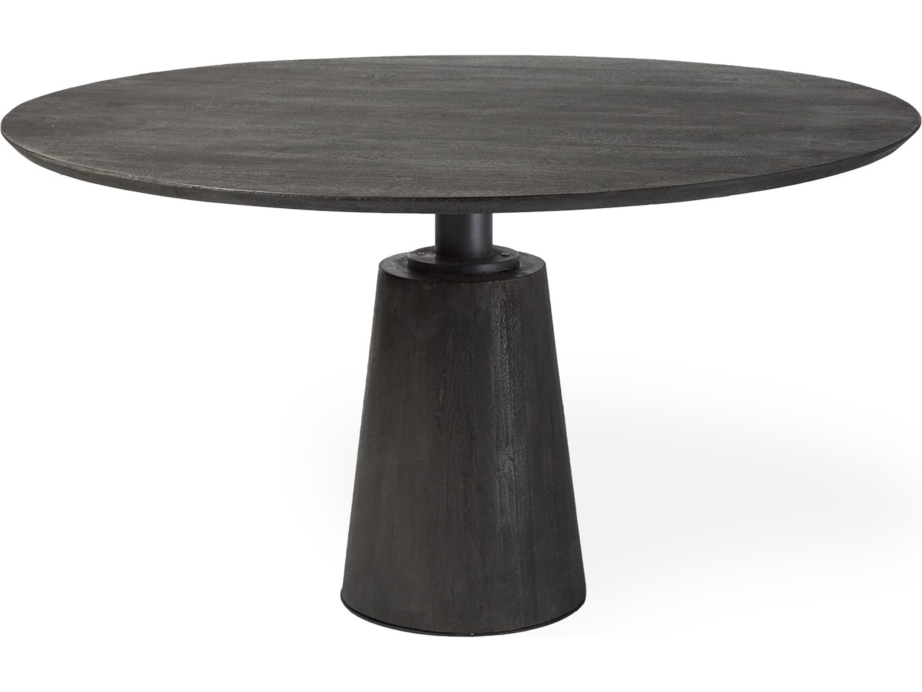 Maxwell 54" Brown Solid Wood Top Brown Metal/Wood Base Dining Table