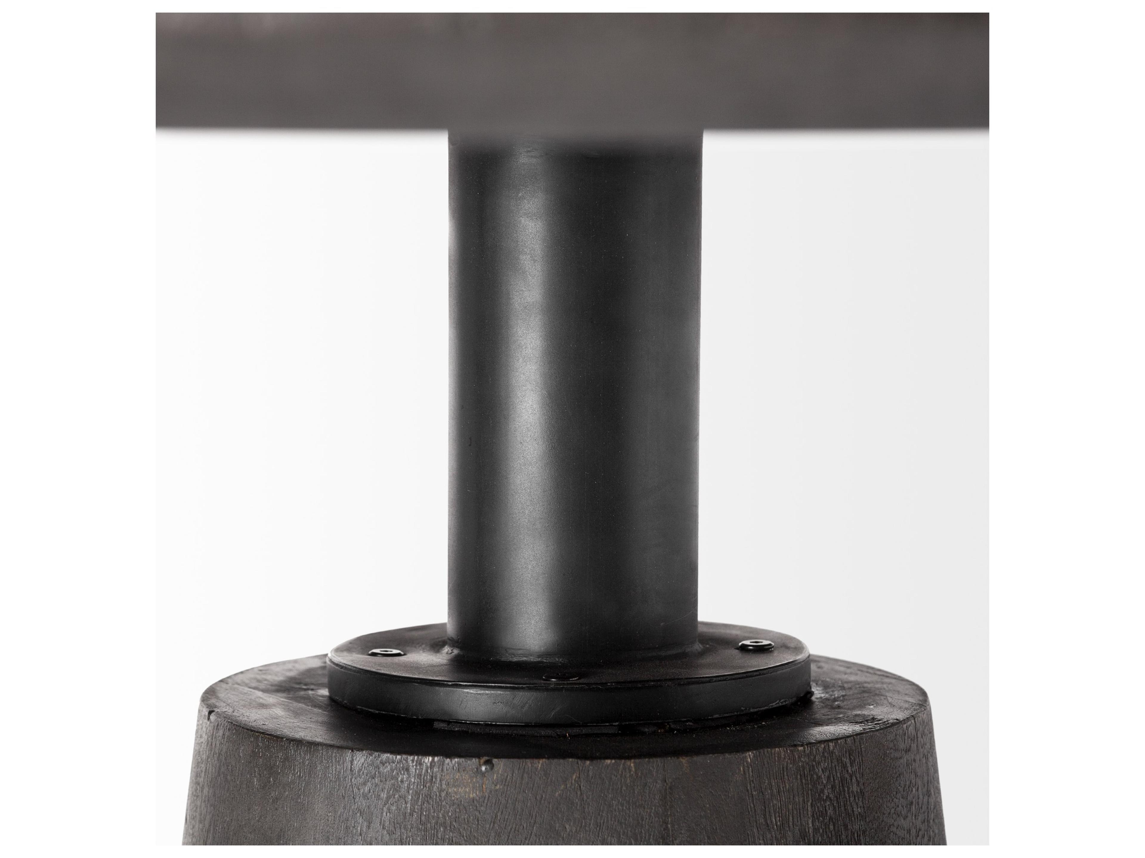 Mercana Maxwell 54" Brown Solid Wood Top Brown Metal/Wood Base Dining Table