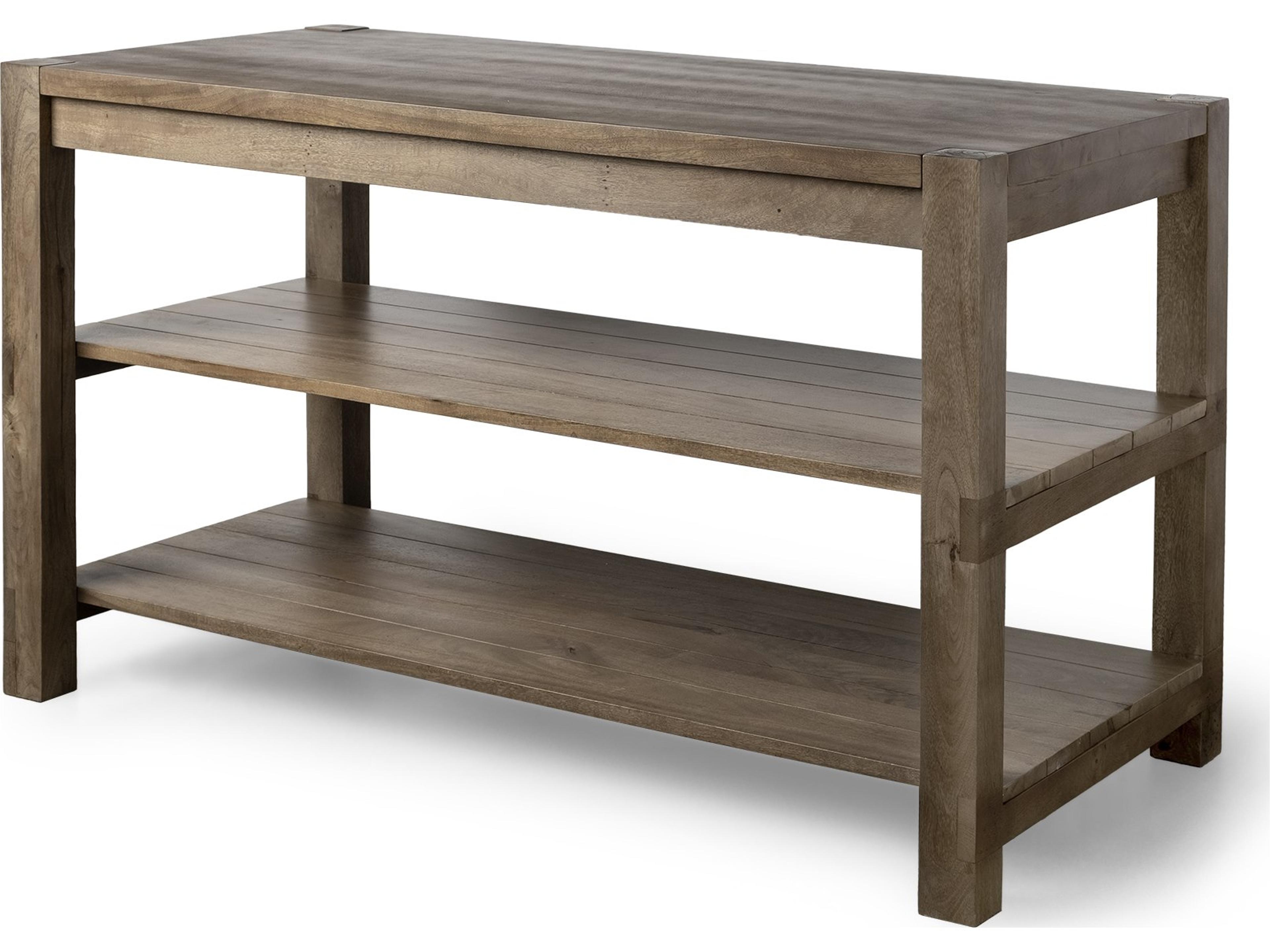 Mercana Emeril Brown Solid Wood Two-Tier Smooth Counter Top Kitchen Island