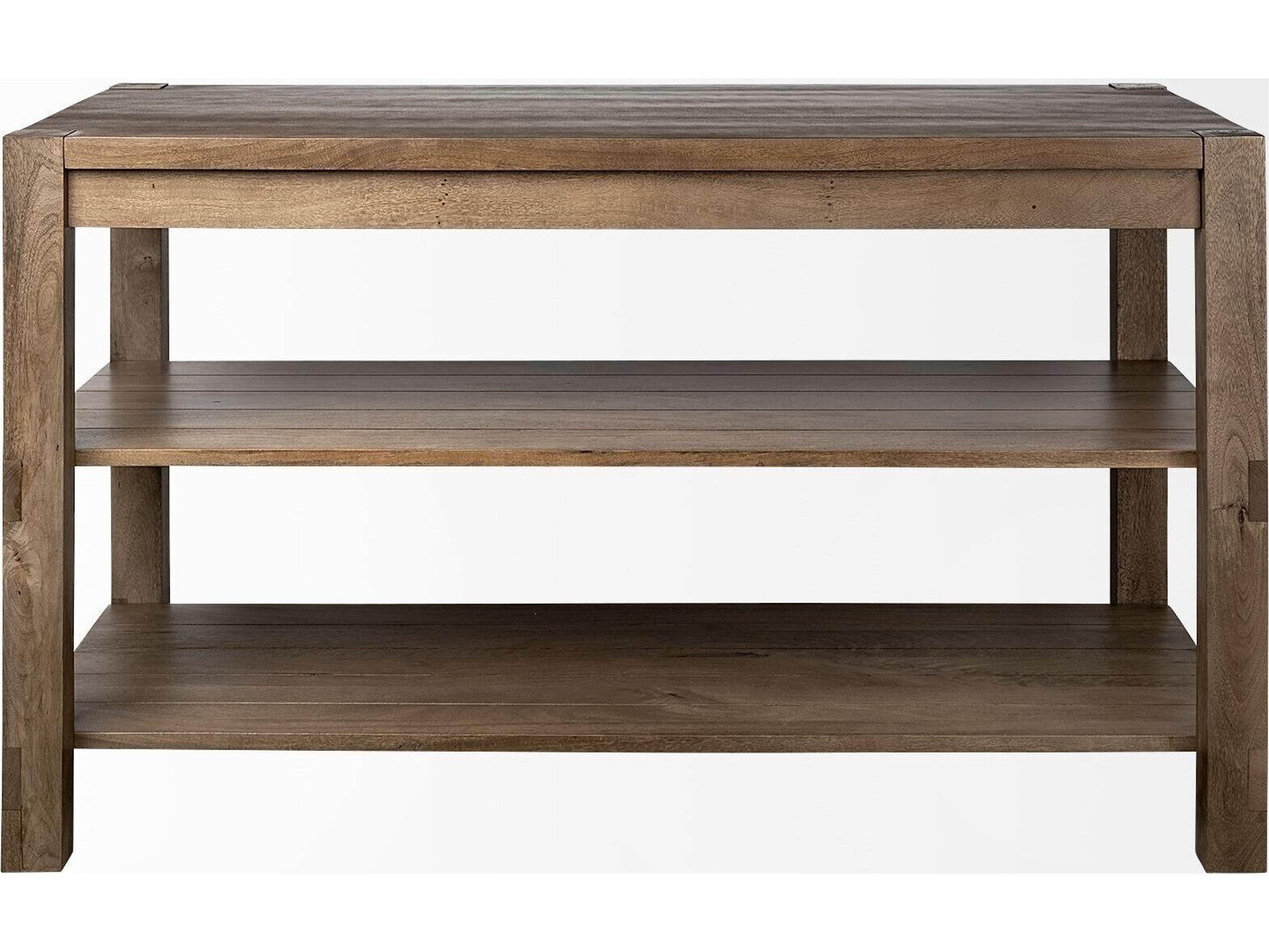 Mercana Emeril Brown Solid Wood Two-Tier Smooth Counter Top Kitchen Island