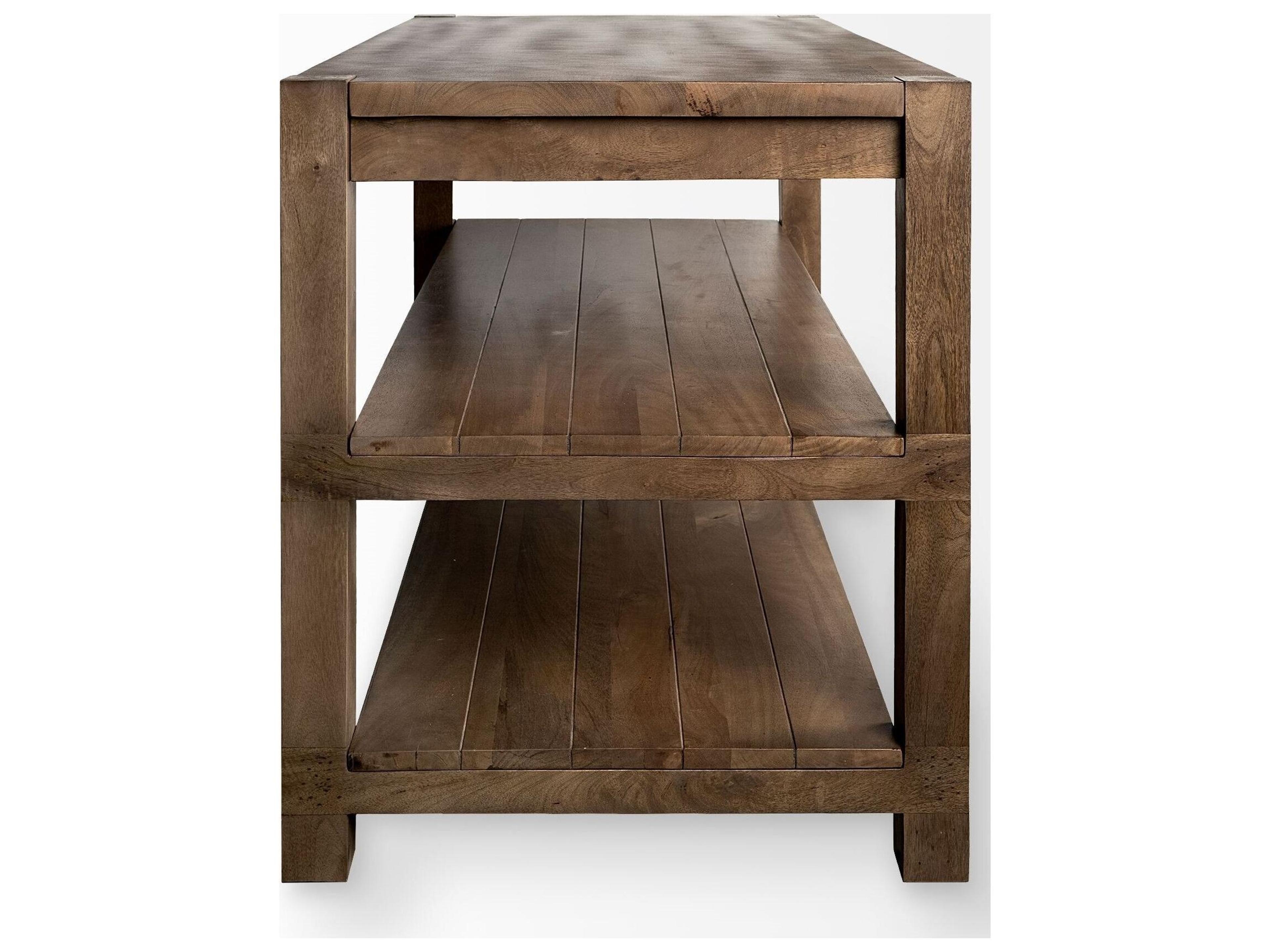 Mercana Emeril Brown Solid Wood Two-Tier Smooth Counter Top Kitchen Island