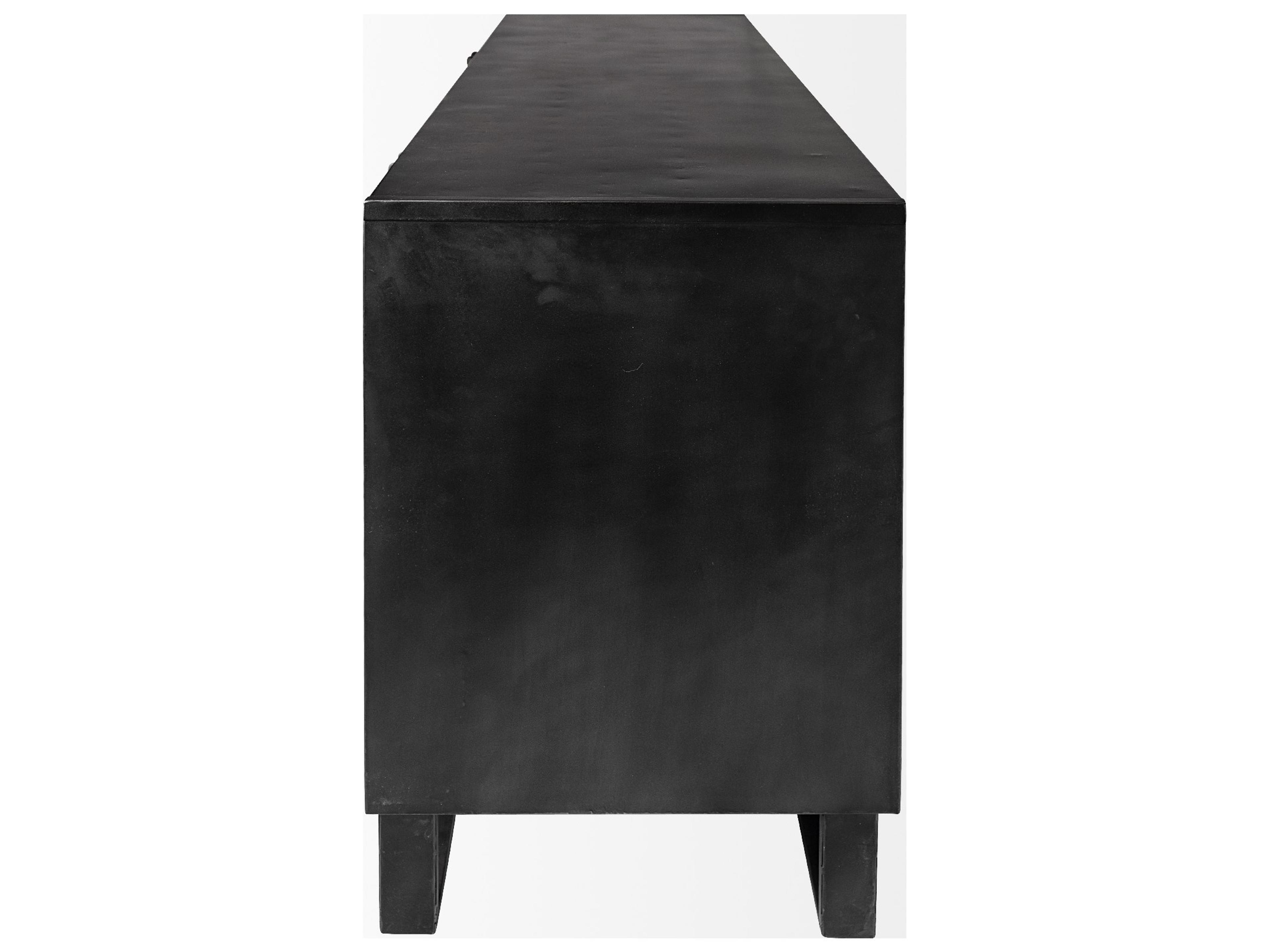 Mercana Alvin 82x20 Brown Solid Wood With Black Metal Frame 3 Drawer 2 Cabinet Door Sideboard