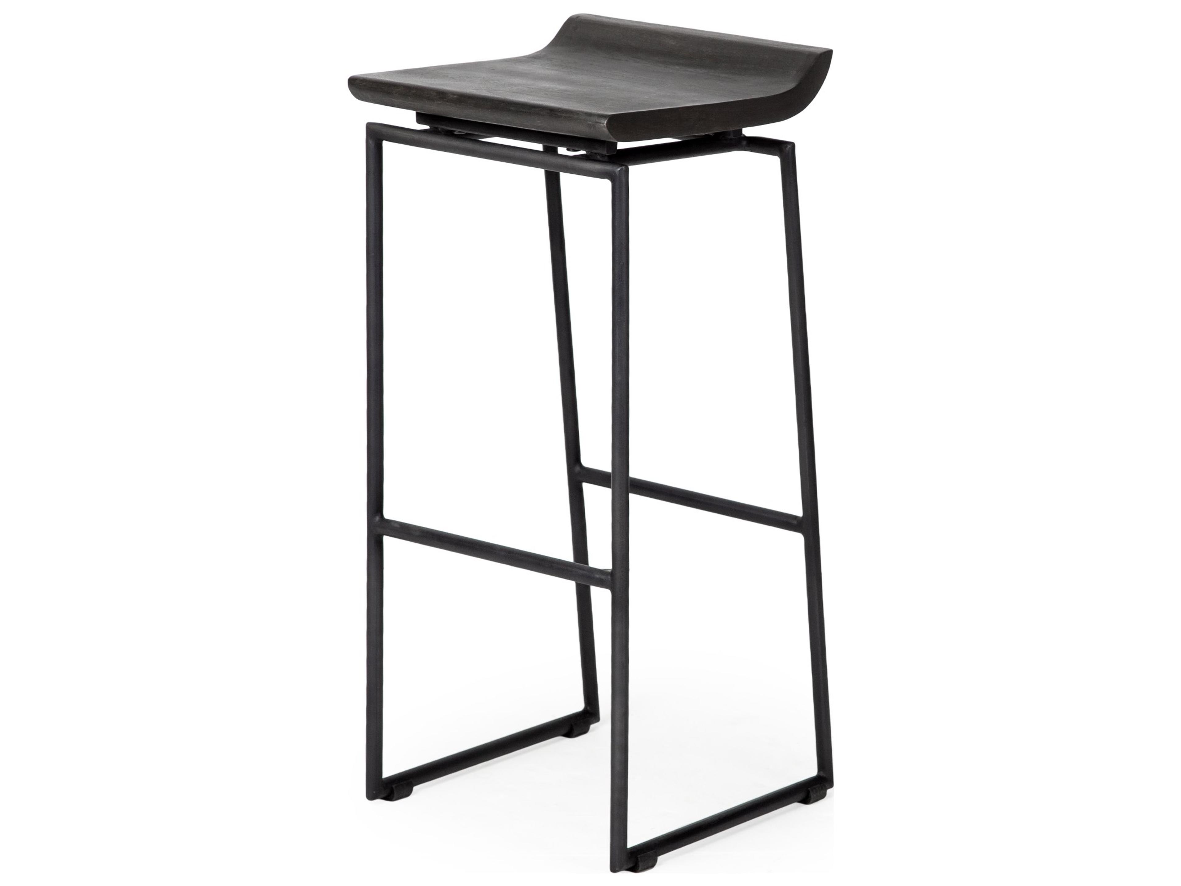 Givens 30.25"H Seat Height Black Wood Seat Black Metal Base Stool