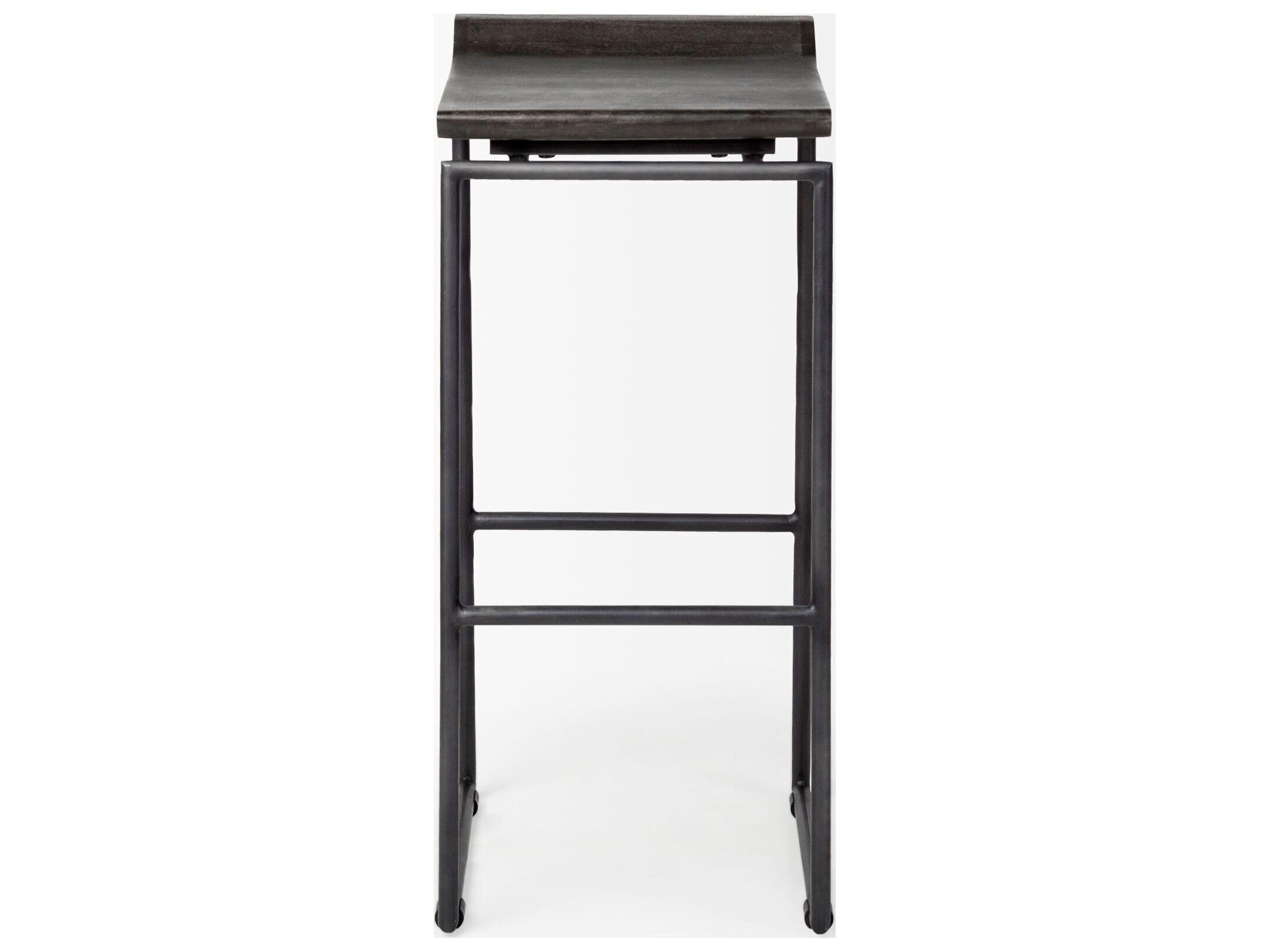 Mercana Givens 30.25"H Seat Height Black Wood Seat Black Metal Base Stool