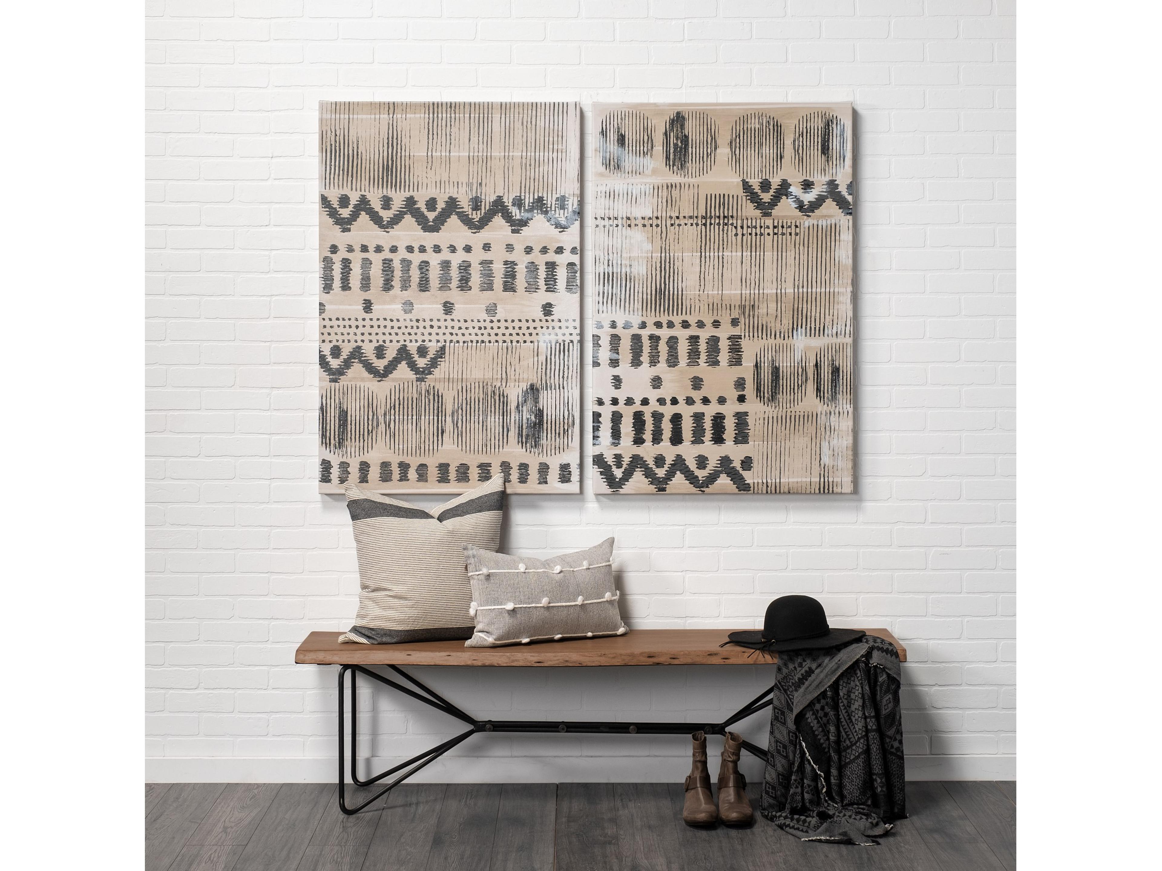 Mercana Papillion III 66x18 Natural Solid Wood and Iron Dining Bench