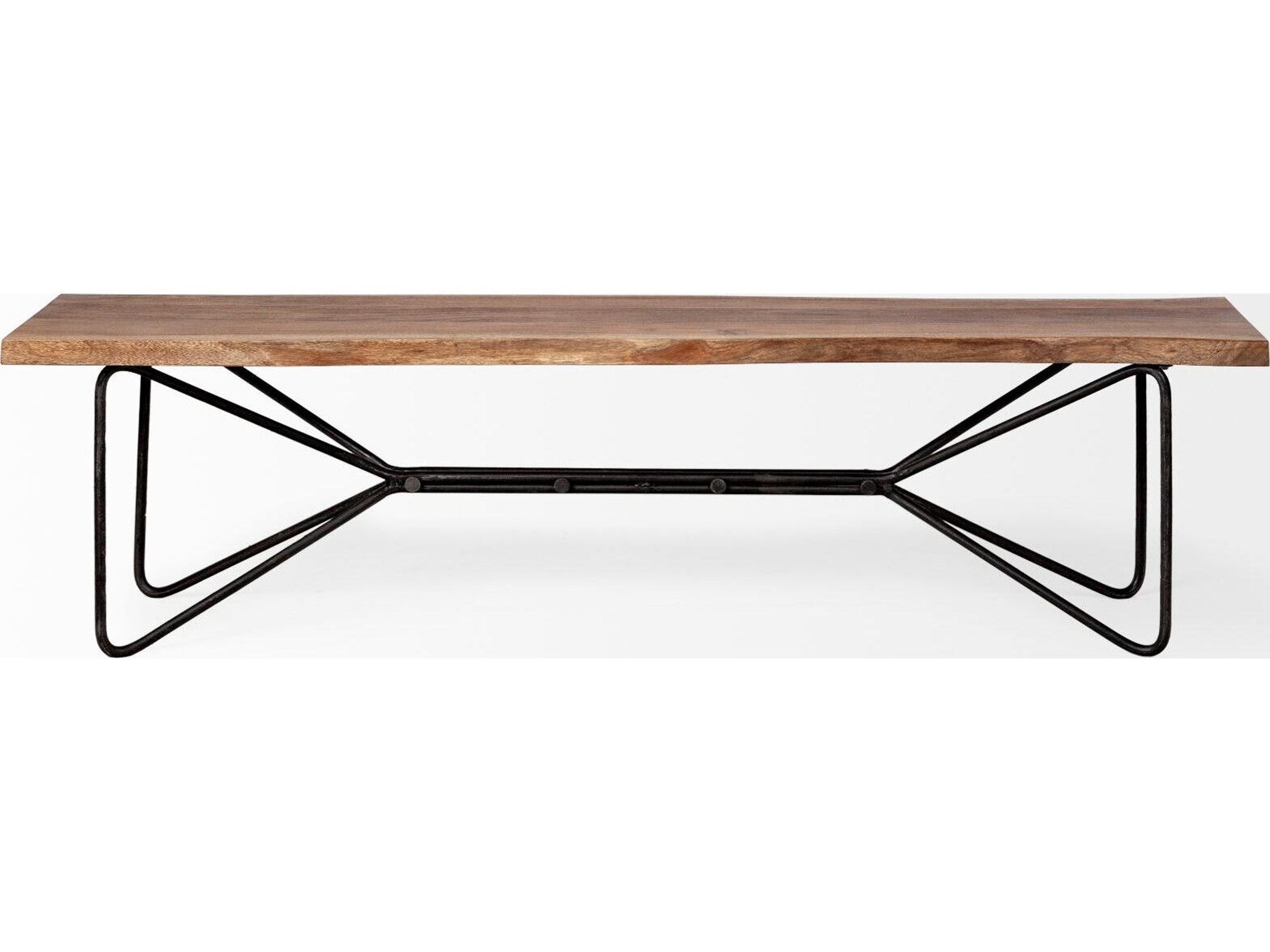 Mercana Papillion III 66x18 Natural Solid Wood and Iron Dining Bench