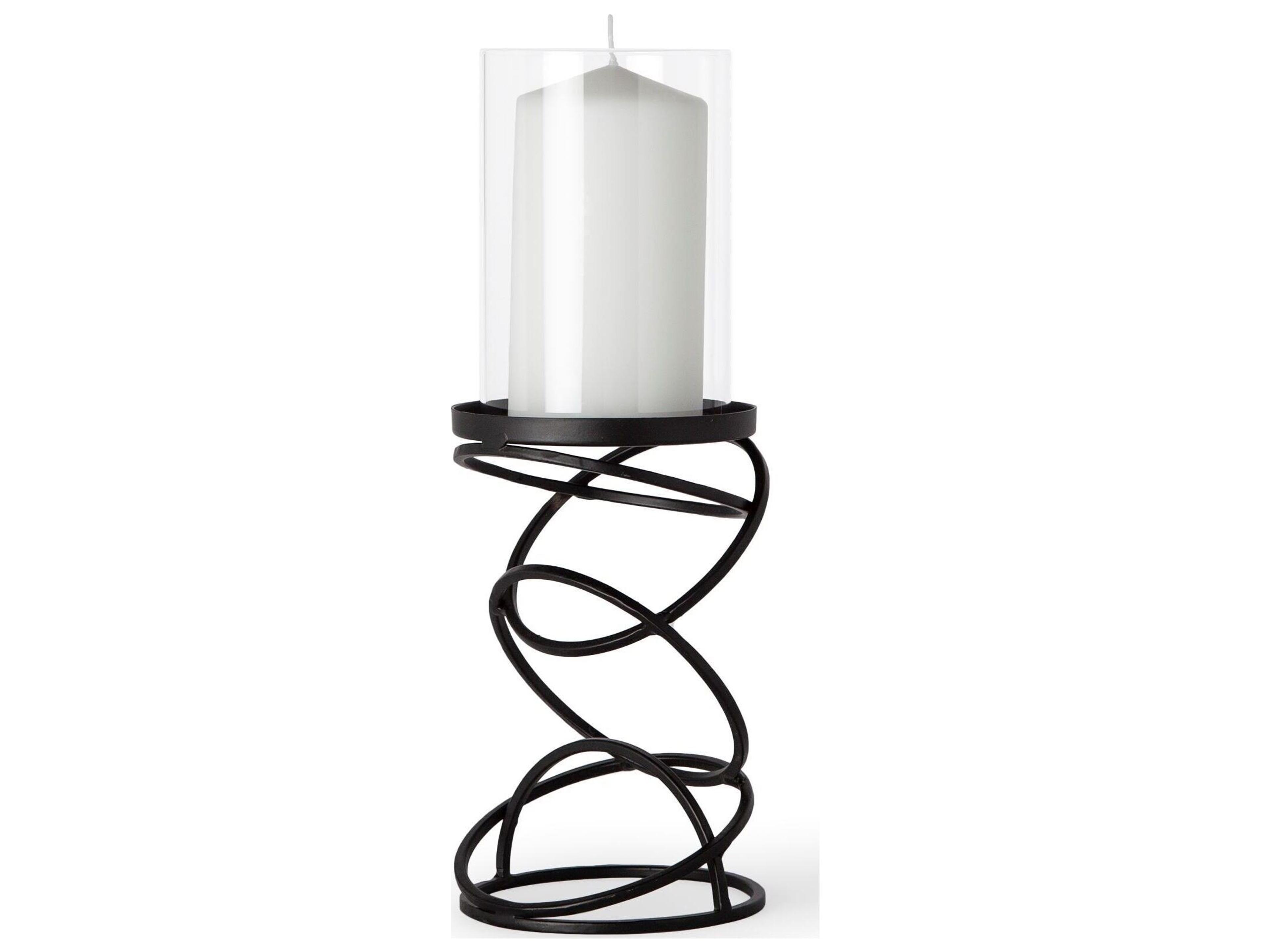 Omega I Small Black Metal Stacked Ring Table Candle Holder