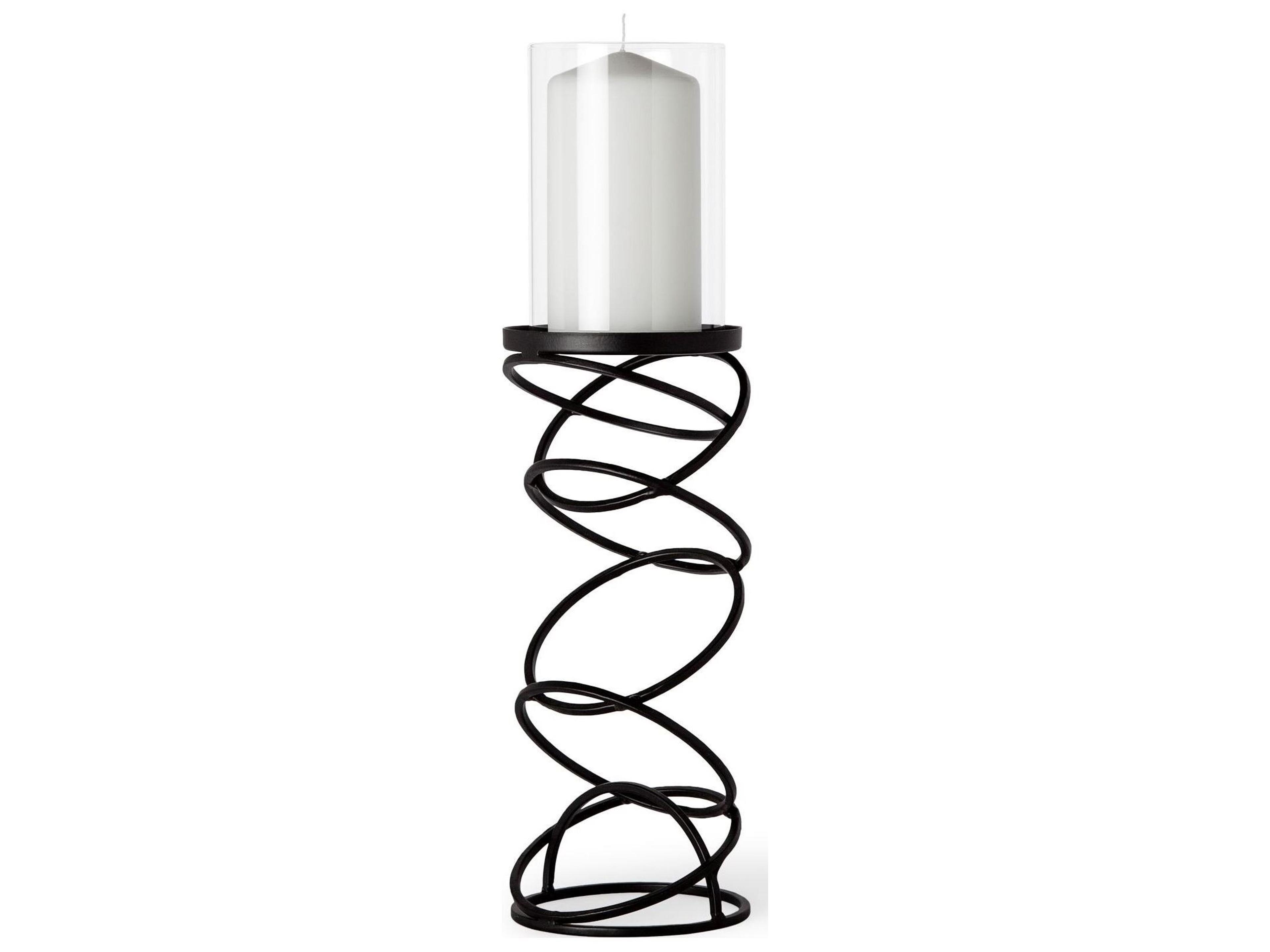 Omega II Medium Black Metal Stacked Ring Table Candle Holder