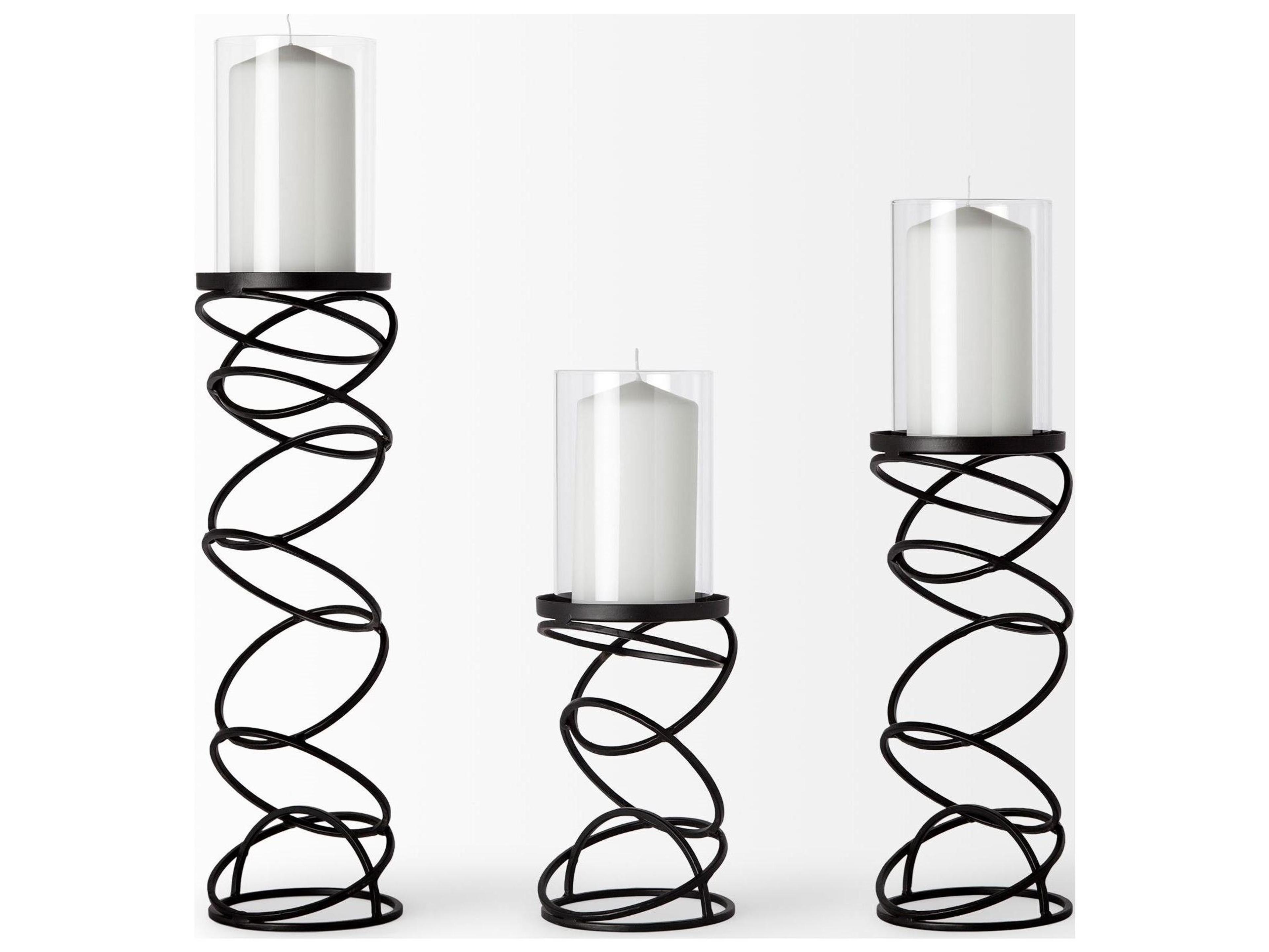 Mercana Omega II Medium Black Metal Stacked Ring Table Candle Holder