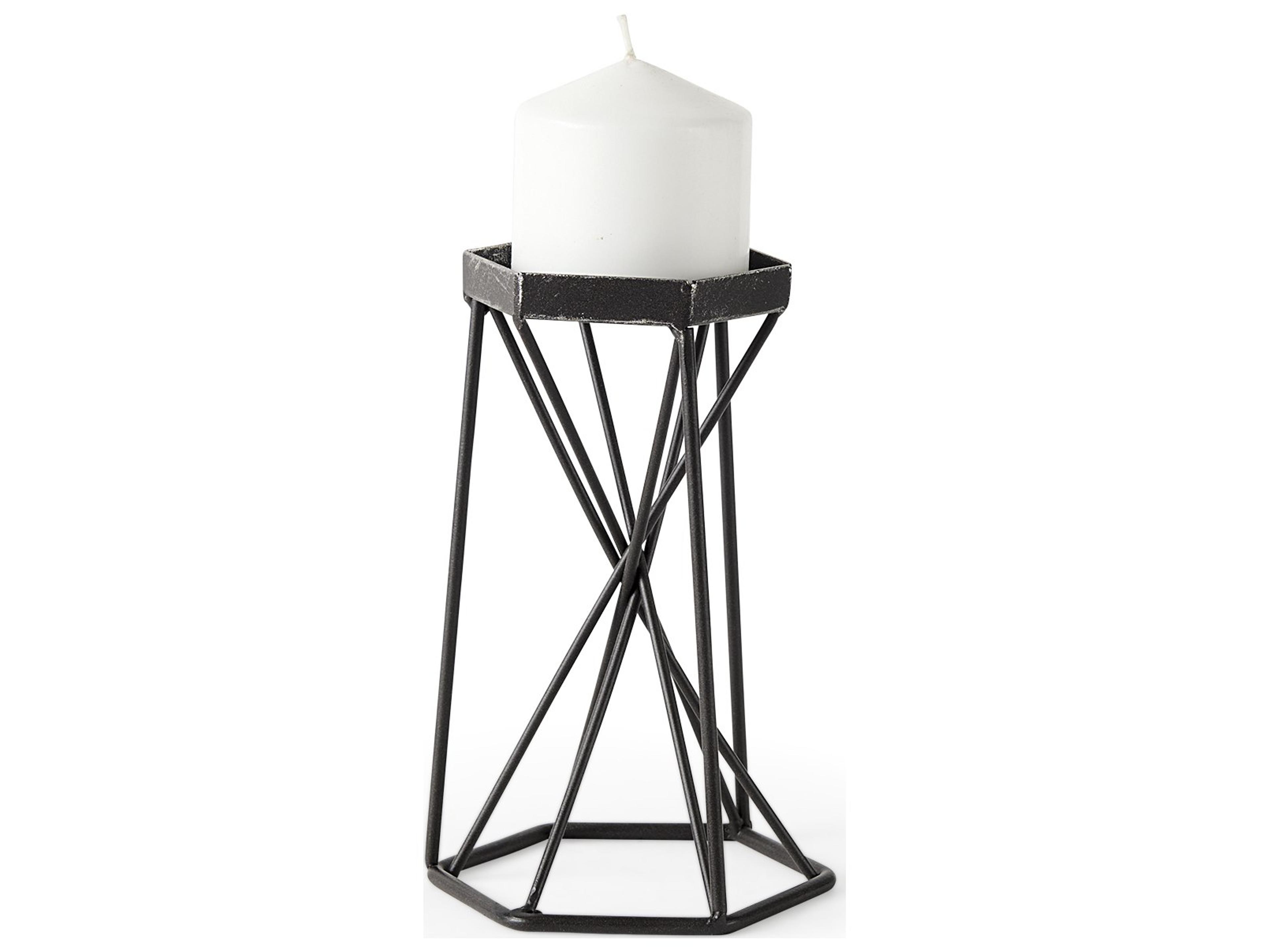 Sixx I Small Antiqued Metal Hexagonal Table Candle Holder