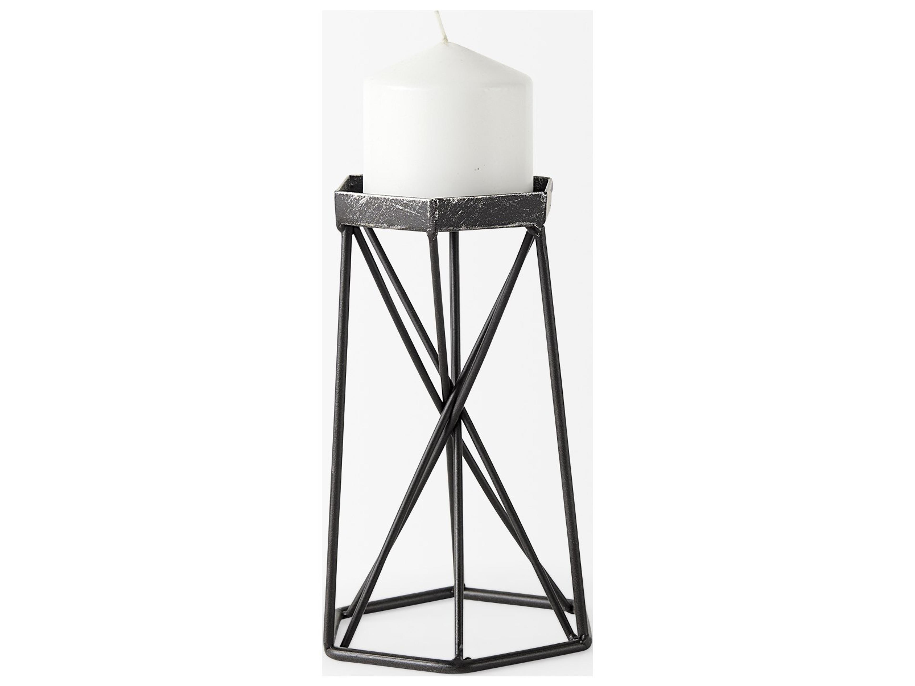 Mercana Sixx I Small Antiqued Metal Hexagonal Table Candle Holder
