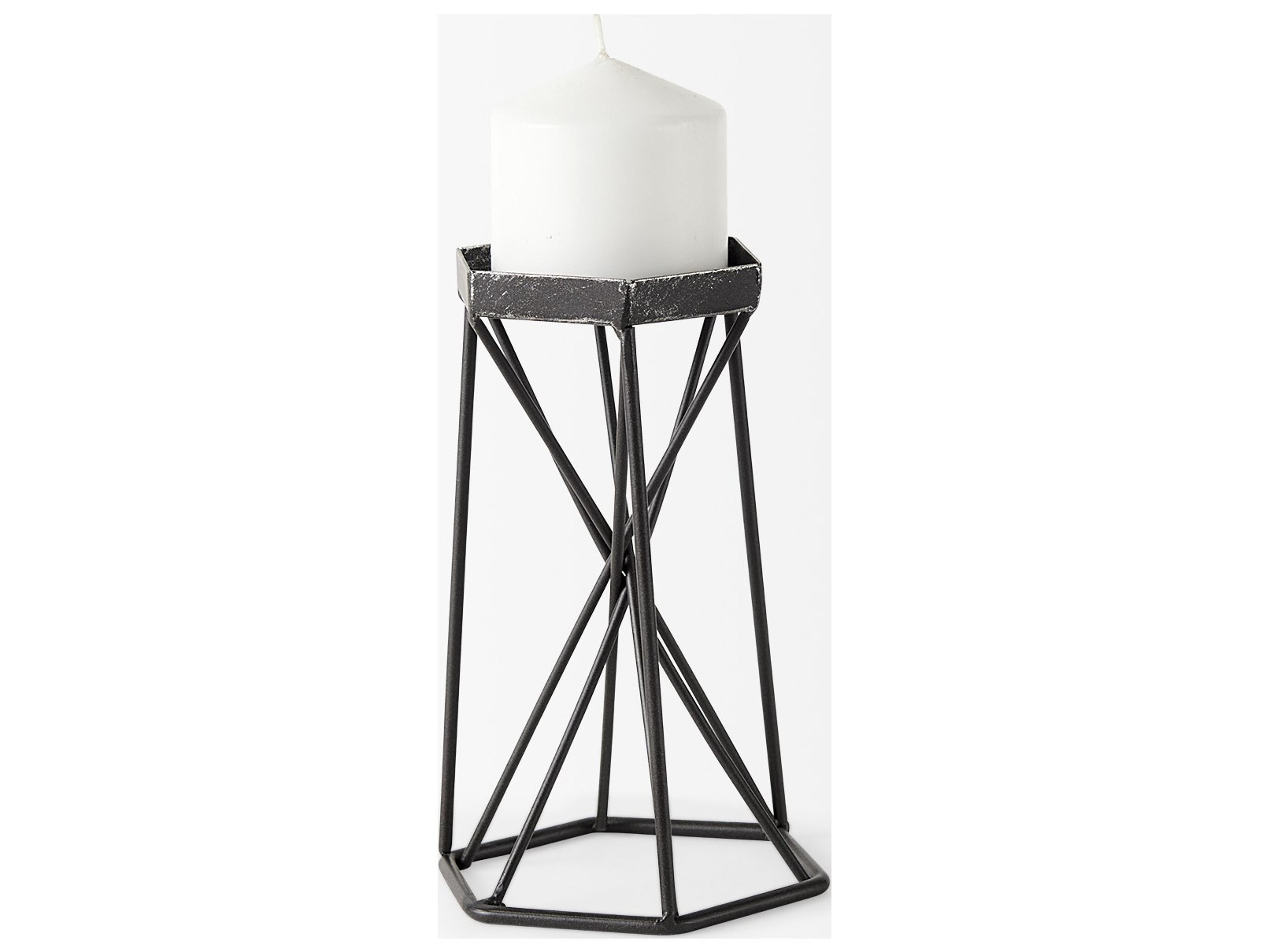 Mercana Sixx I Small Antiqued Metal Hexagonal Table Candle Holder