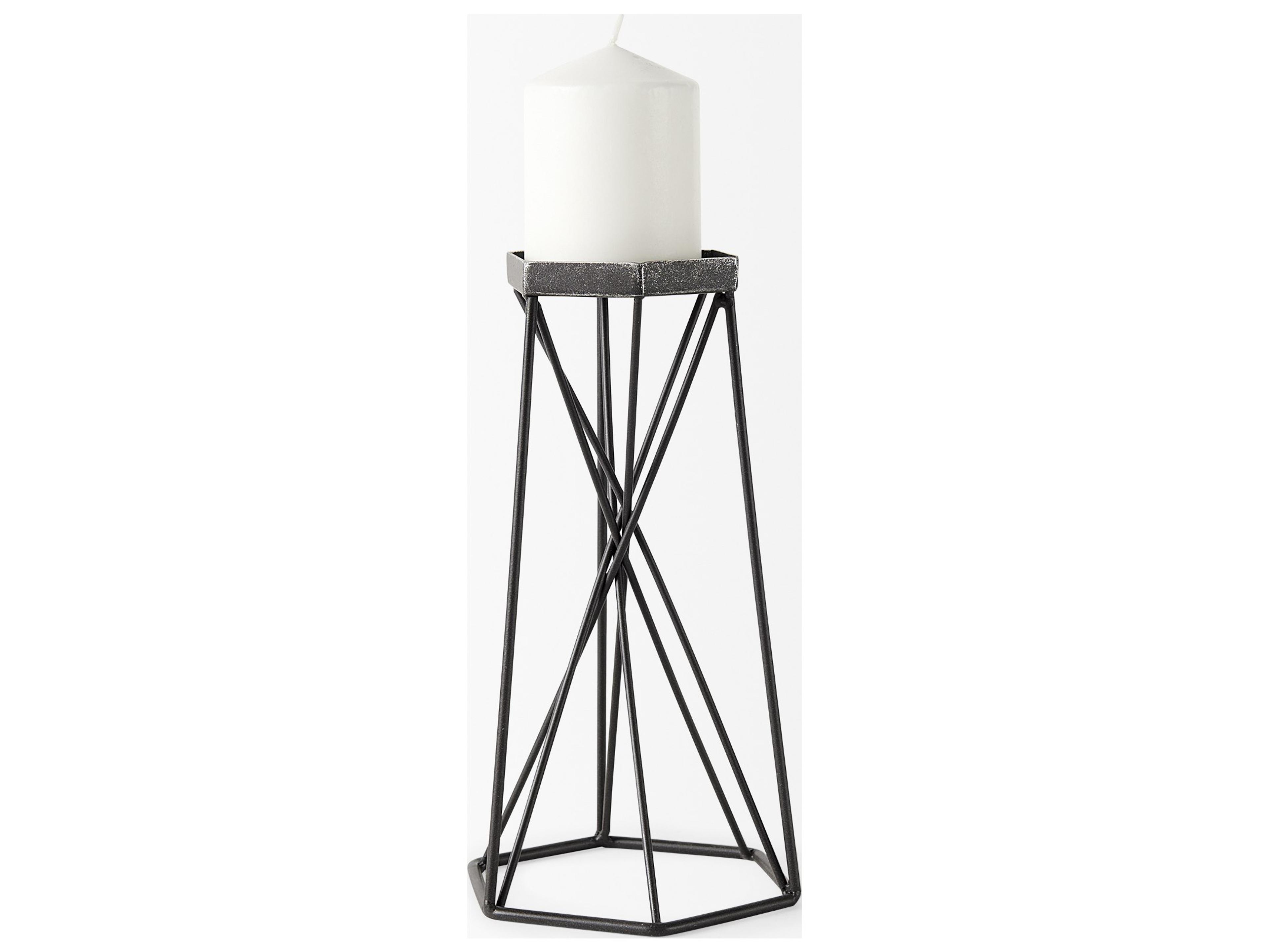 Mercana Sixx II Large Antiqued Metal Hexagonal Table Candle Holder