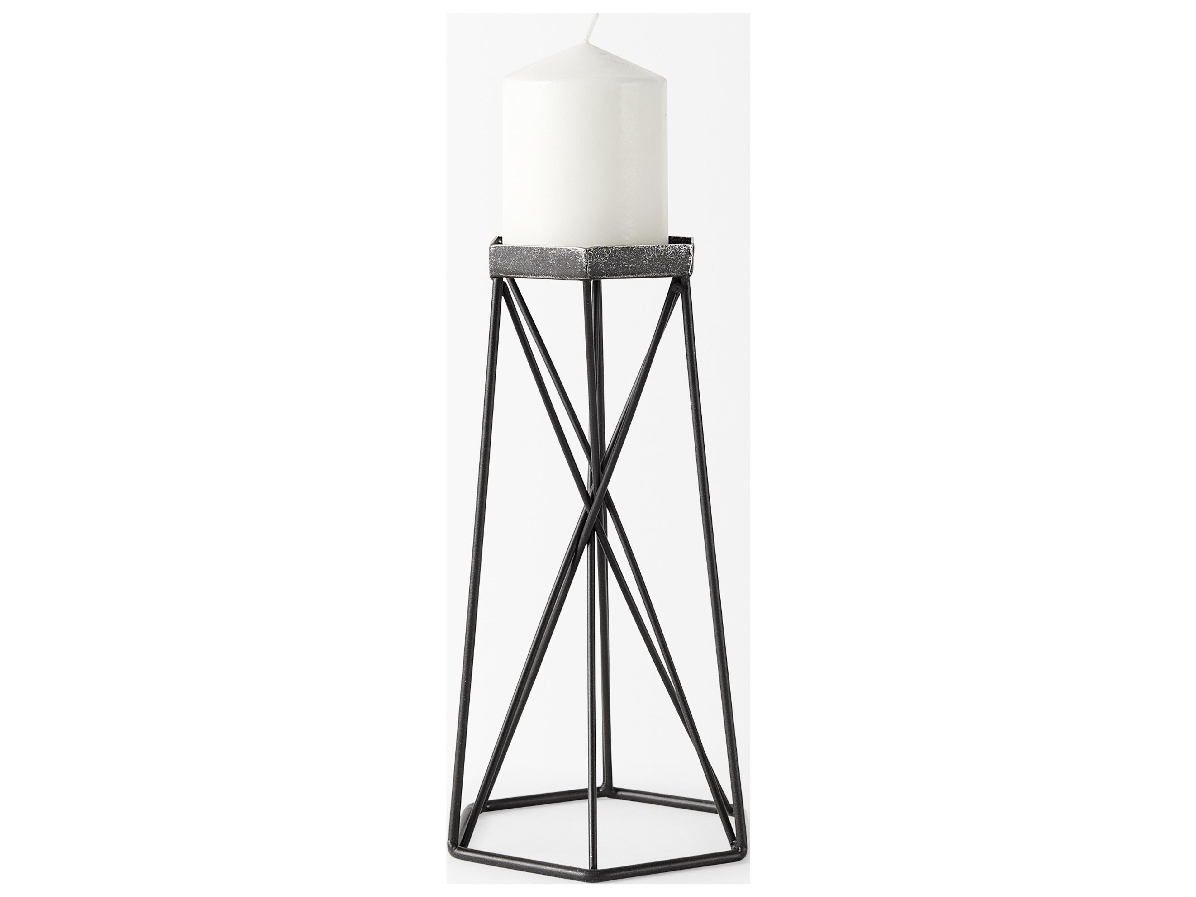 Mercana Sixx II Large Antiqued Metal Hexagonal Table Candle Holder