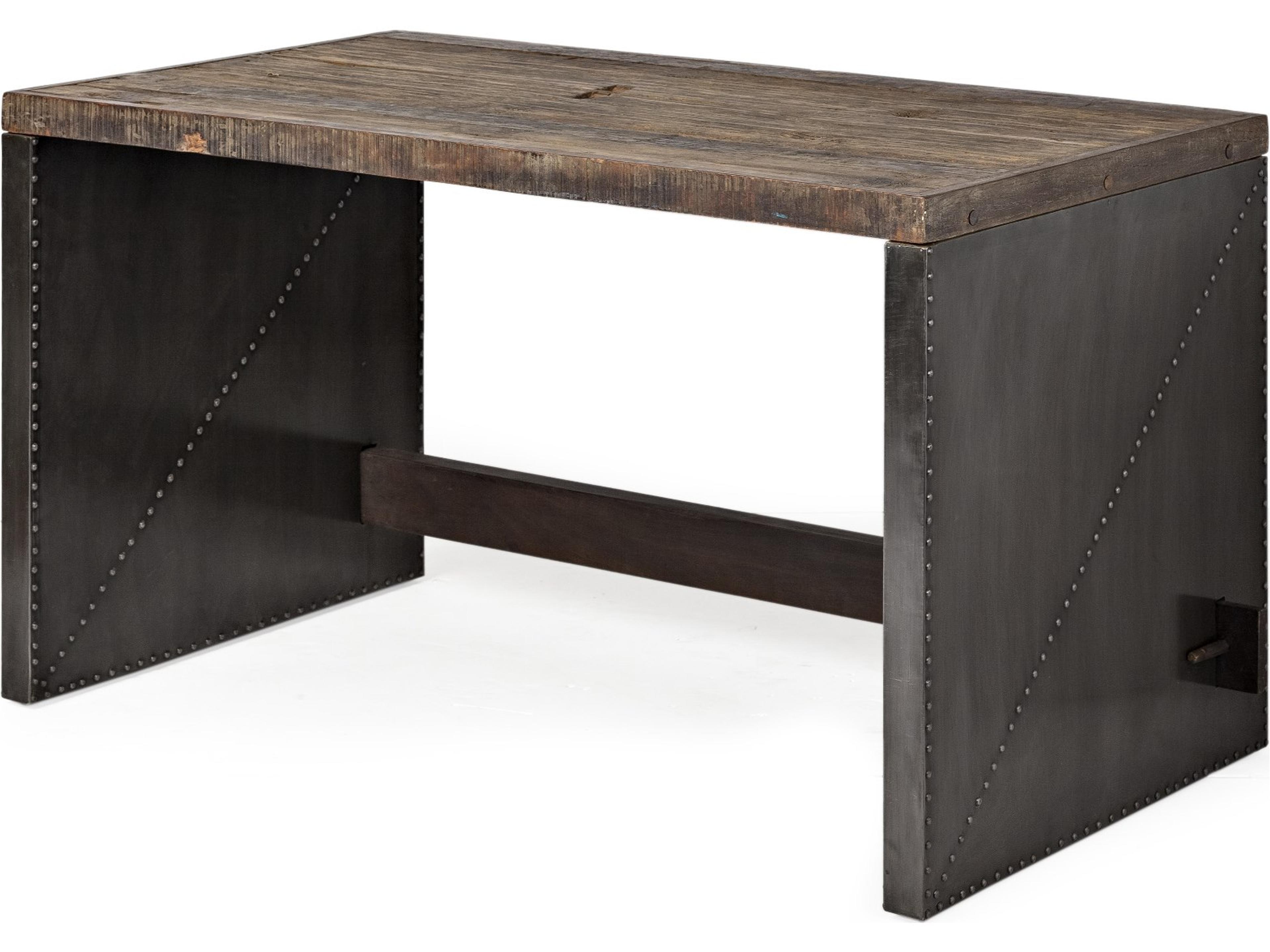 Mercana Orwell 52L x 28W Brown Wood Top Metal Cladded Frame Office Desk