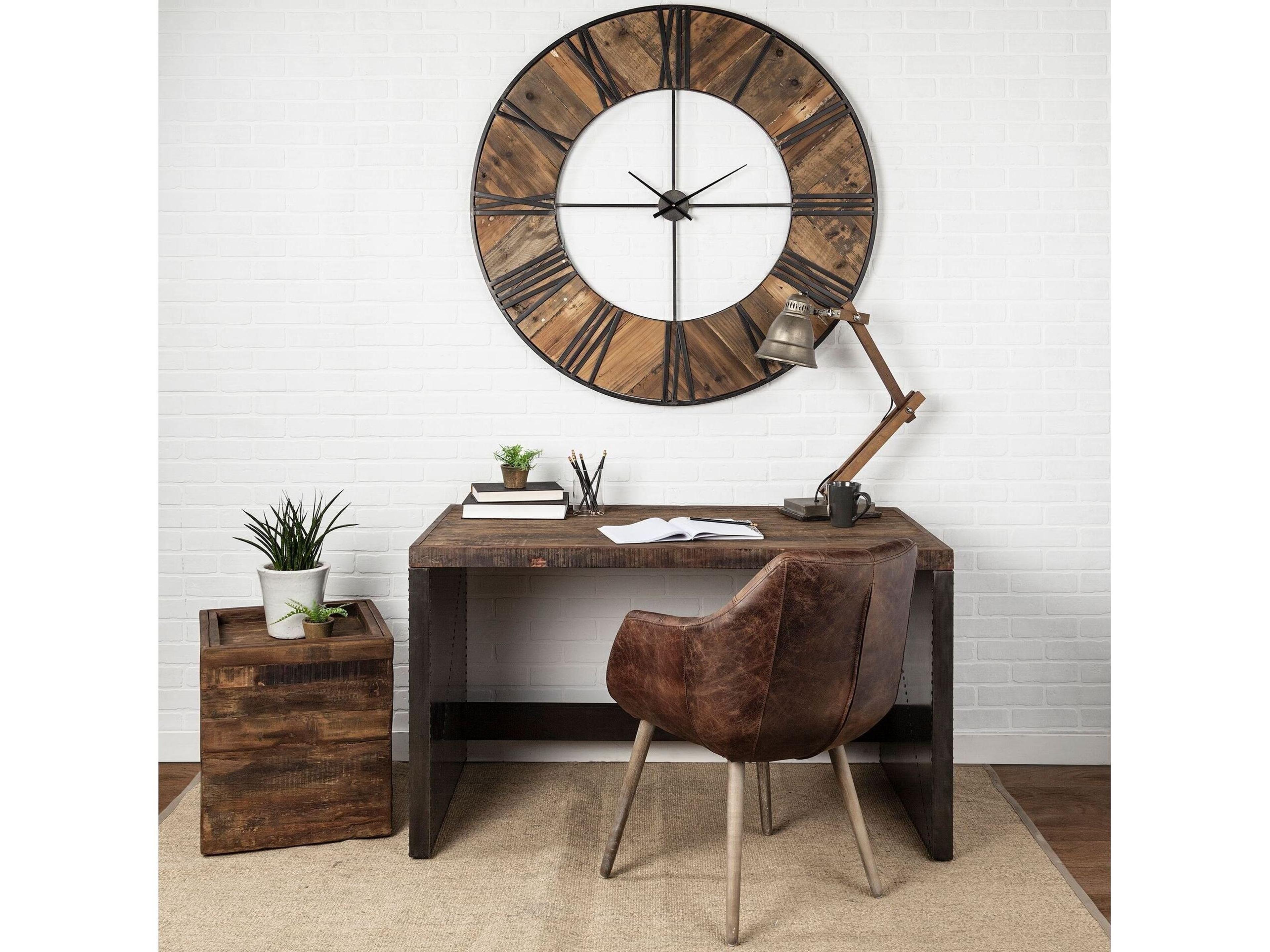 Mercana Orwell 52L x 28W Brown Wood Top Metal Cladded Frame Office Desk