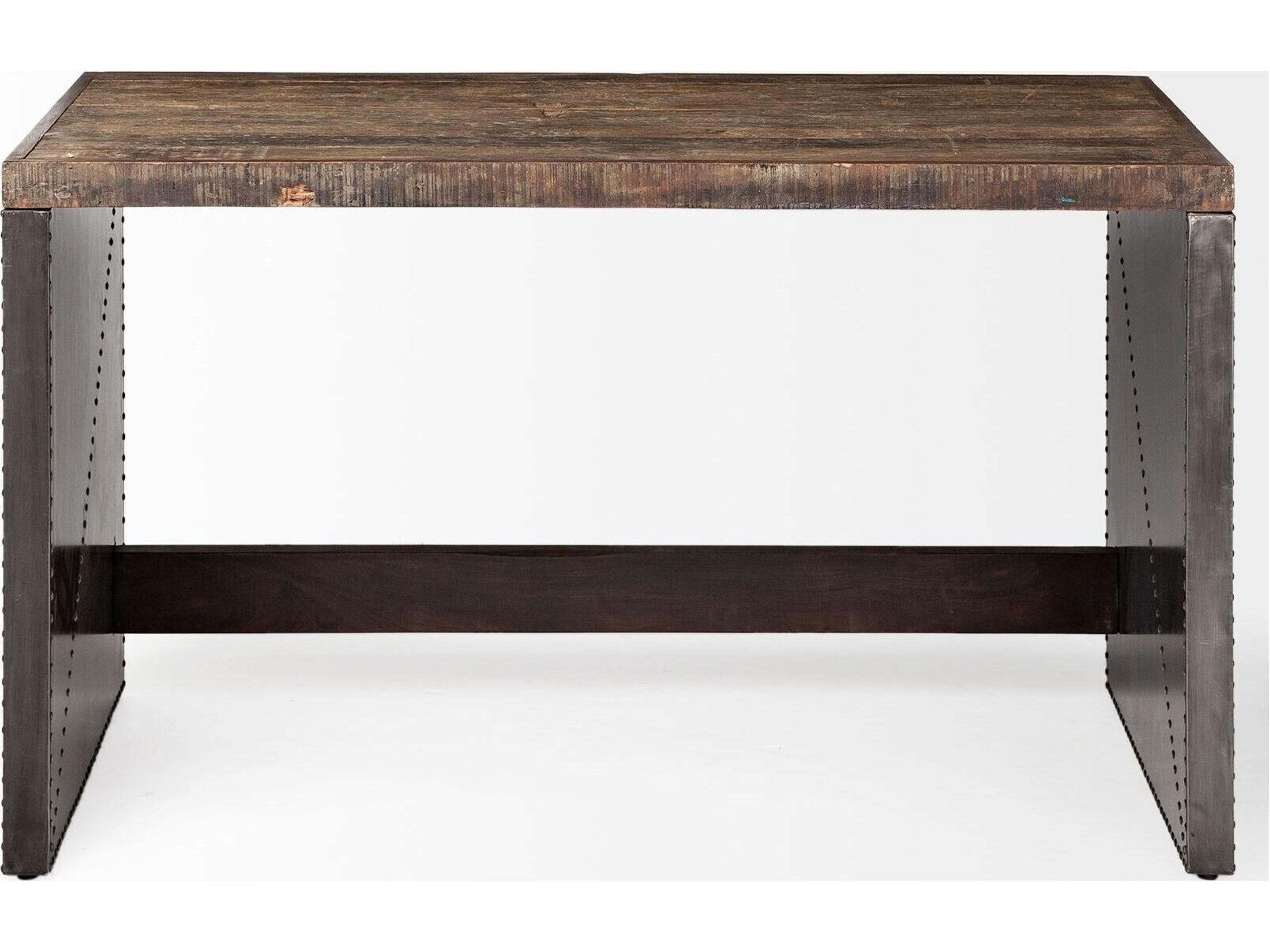 Mercana Orwell 52L x 28W Brown Wood Top Metal Cladded Frame Office Desk