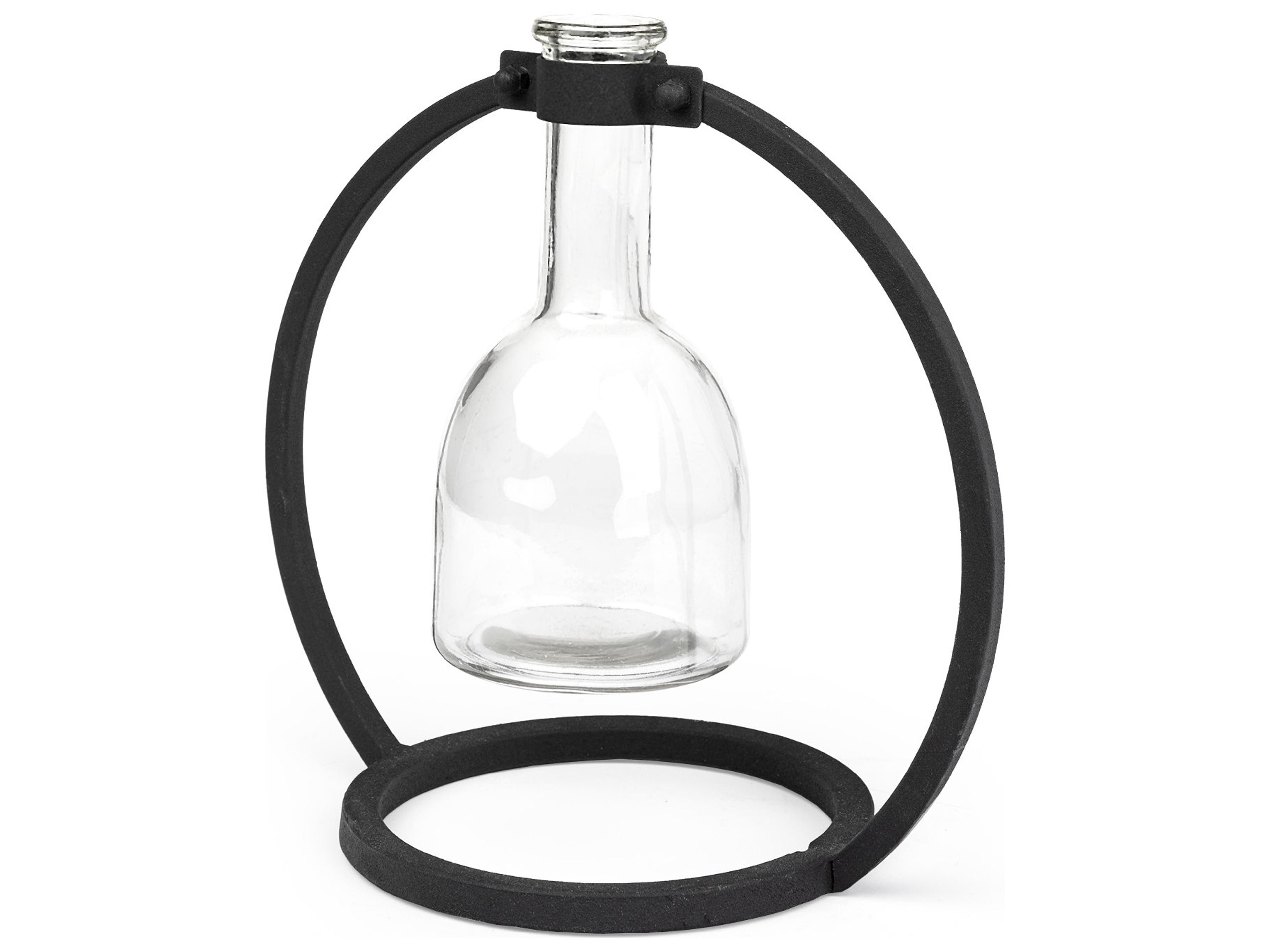 Monica I Short Black Metal Glass Bottle Vase