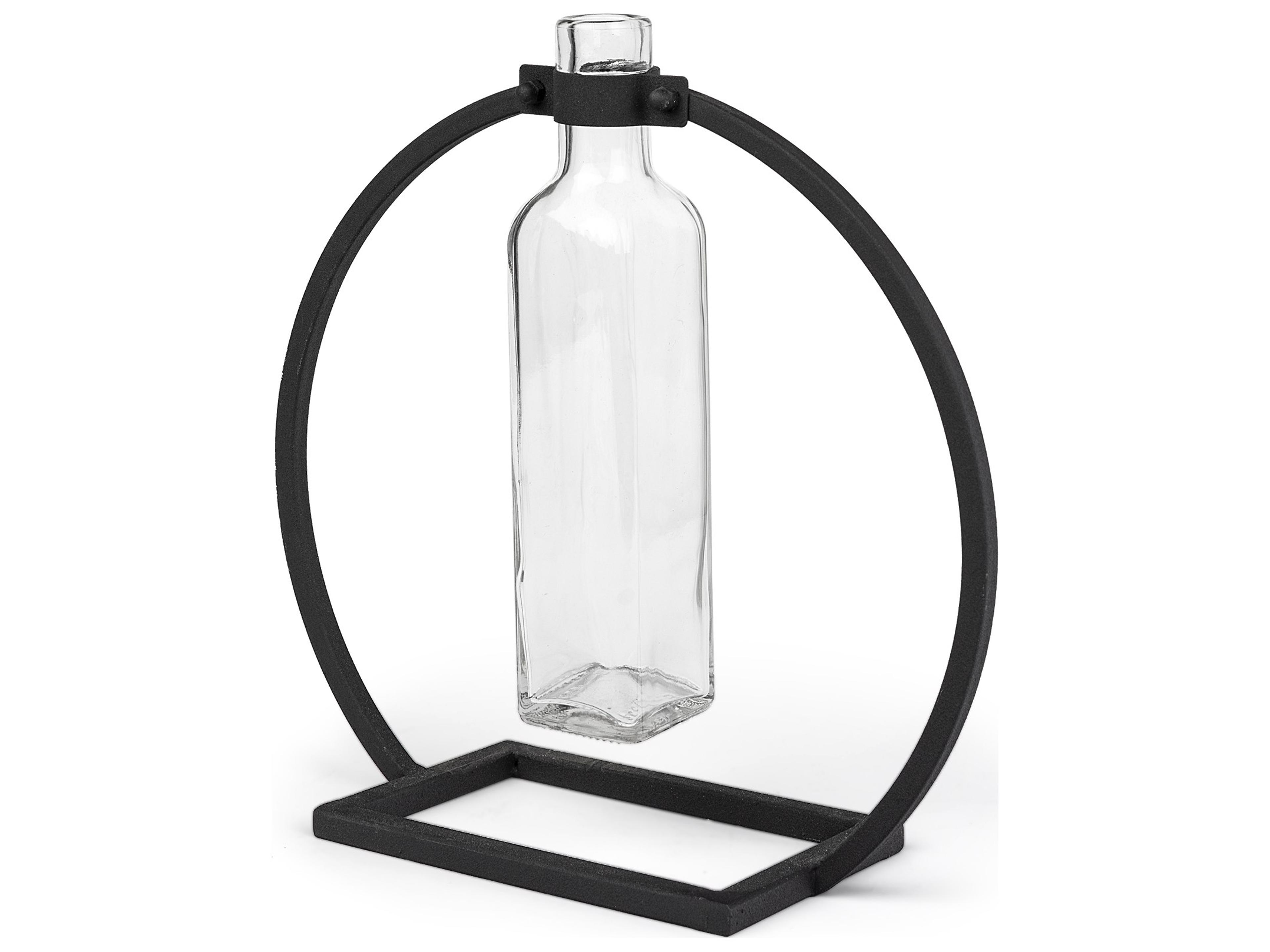 Monica II Tall Black Metal Glass Bottle Vase