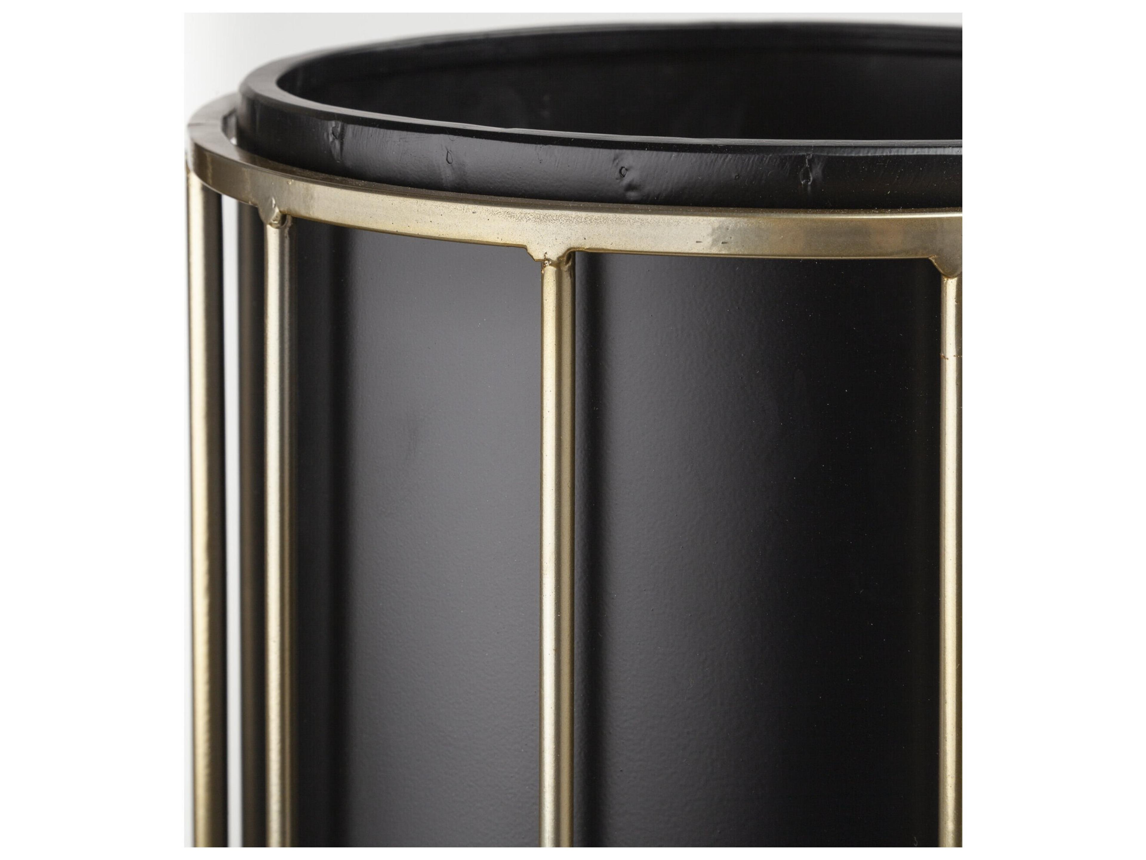 Mercana Pianta 13 x 21 Set of Two Black Metal Insert Brass Frame Plant Stands