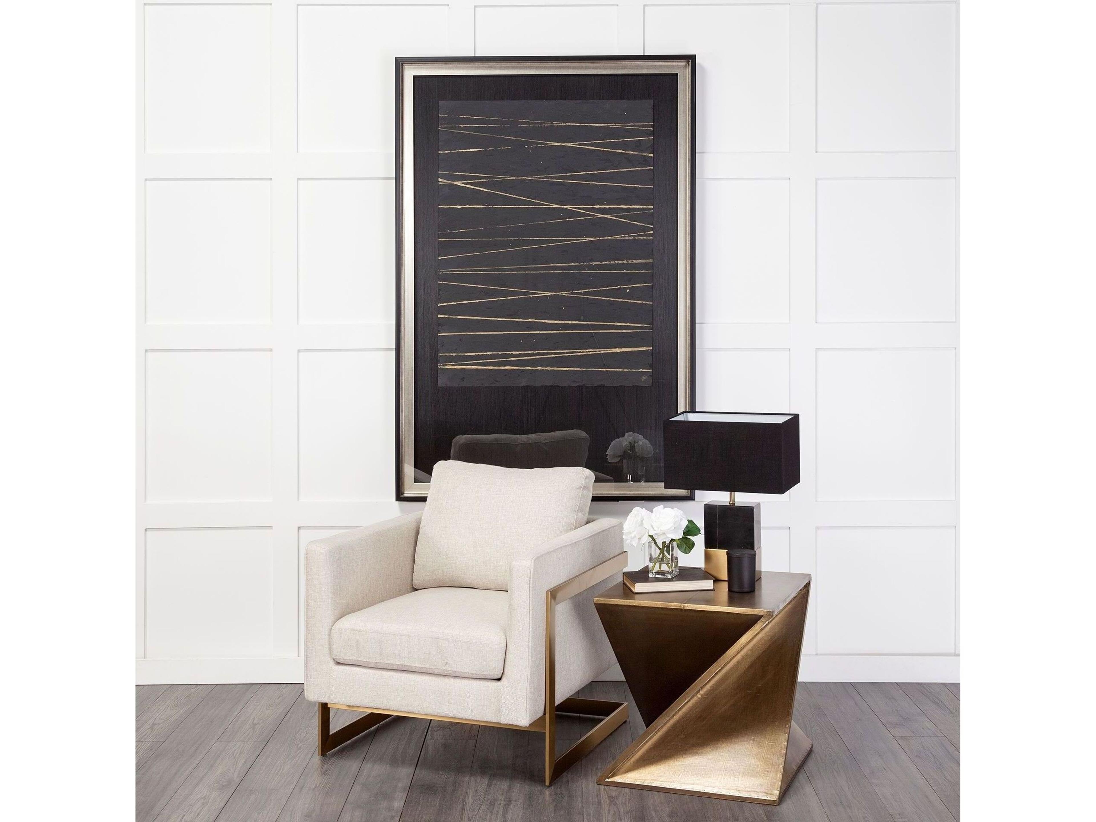 Mercana Rupert Cream Poly-Linen Seat w/ Gold Stainless Steel Frame Accent Chair