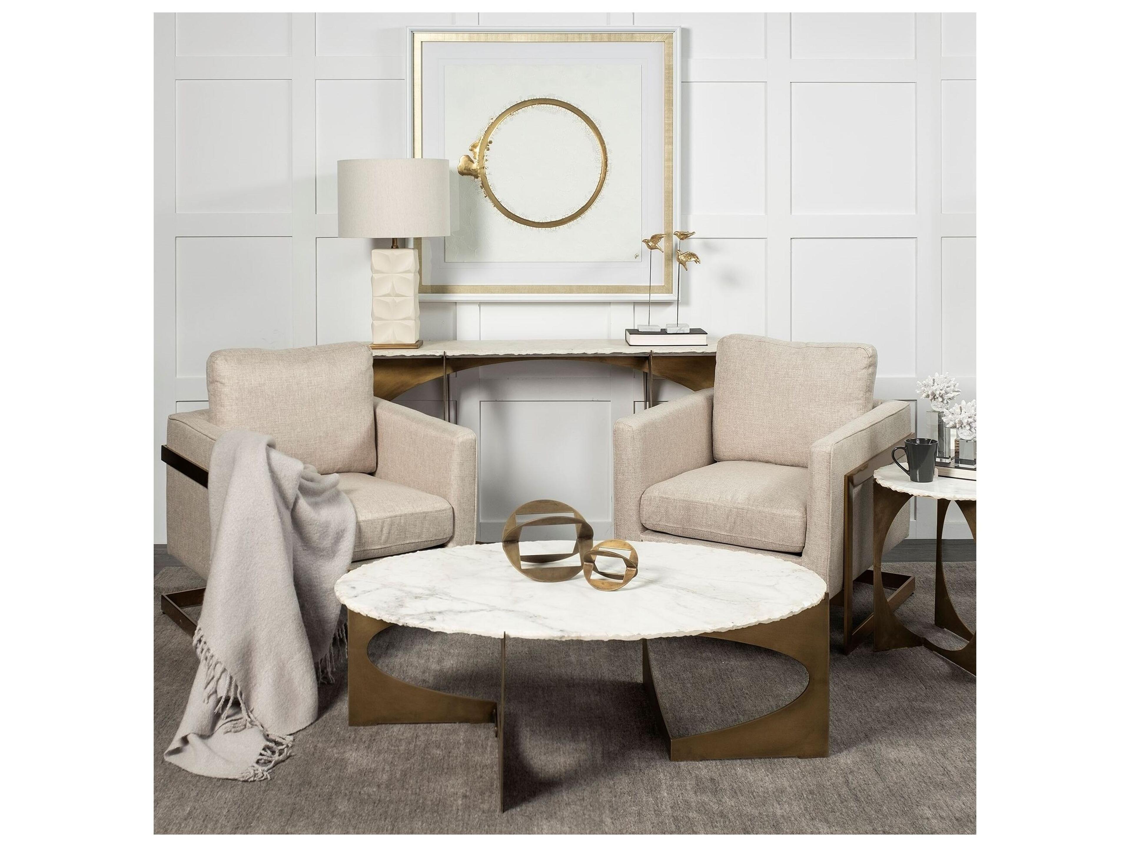 Mercana Rupert Cream Poly-Linen Seat w/ Gold Stainless Steel Frame Accent Chair