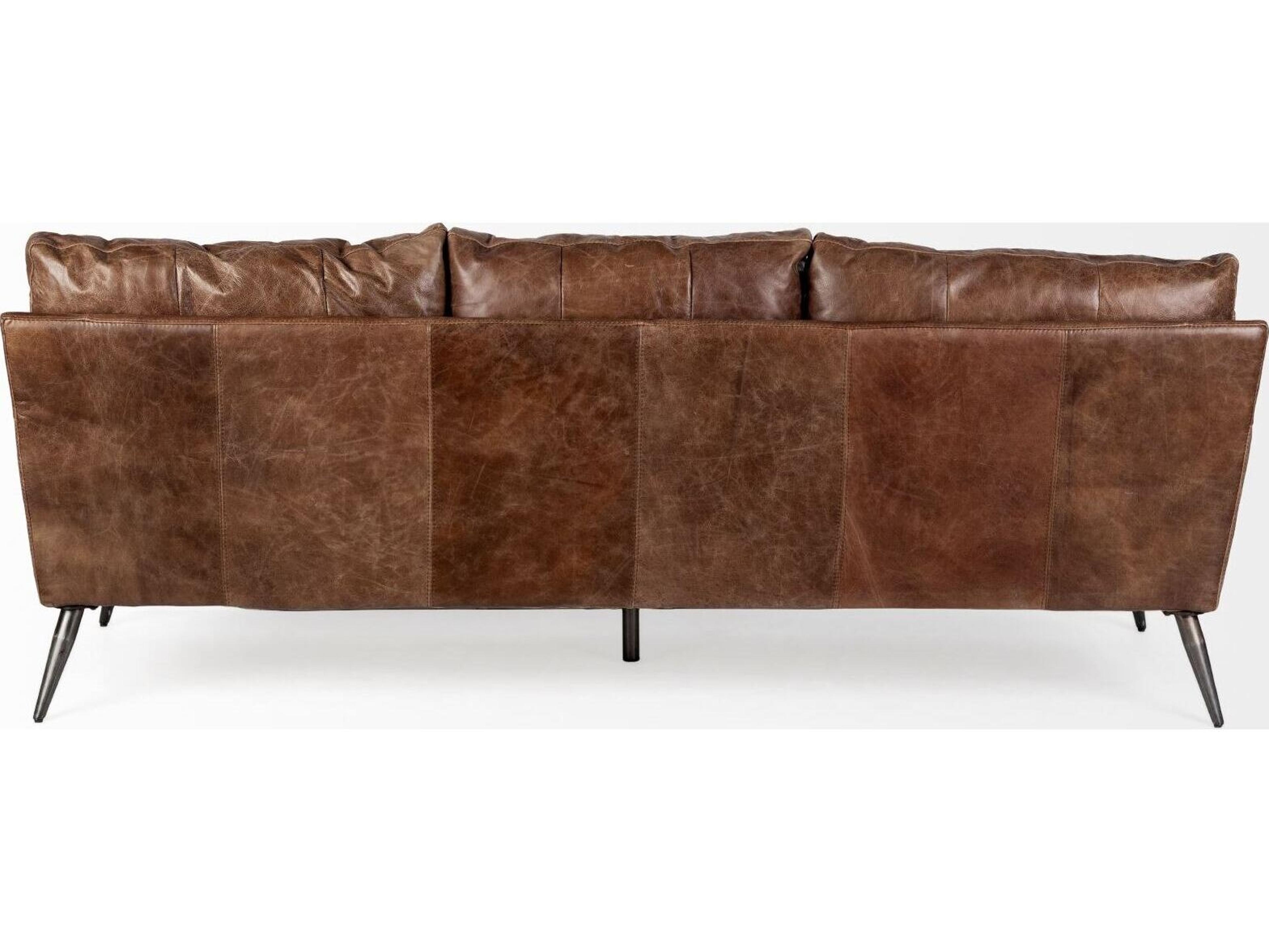 Mercana Cochrane II 82L x 33W x 32.25H Brown Leather Three Seater Sofa