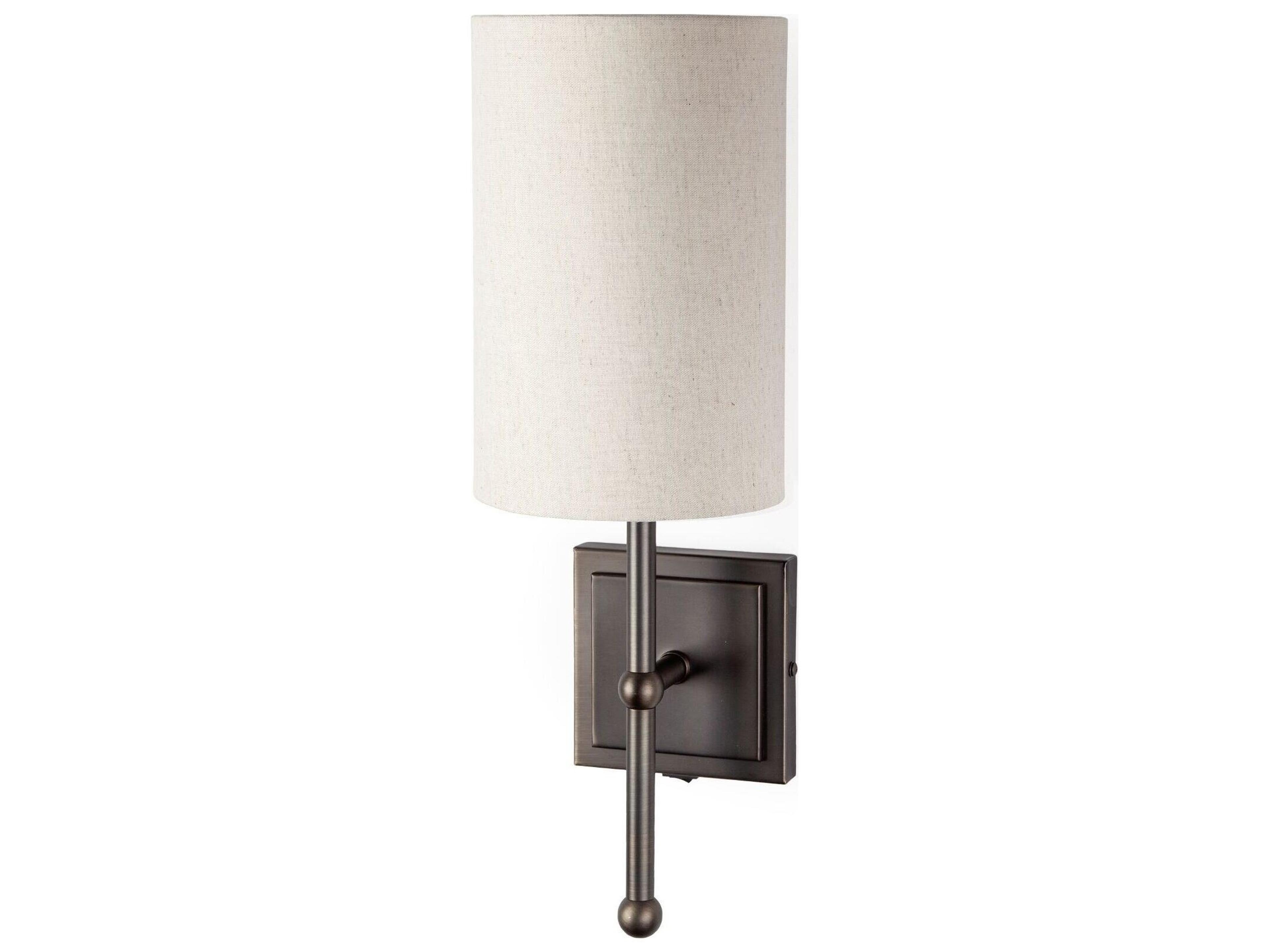 Mercana Bourgeois II 9x16 White Fabric Shade Brown Metal Base Wall Sconce